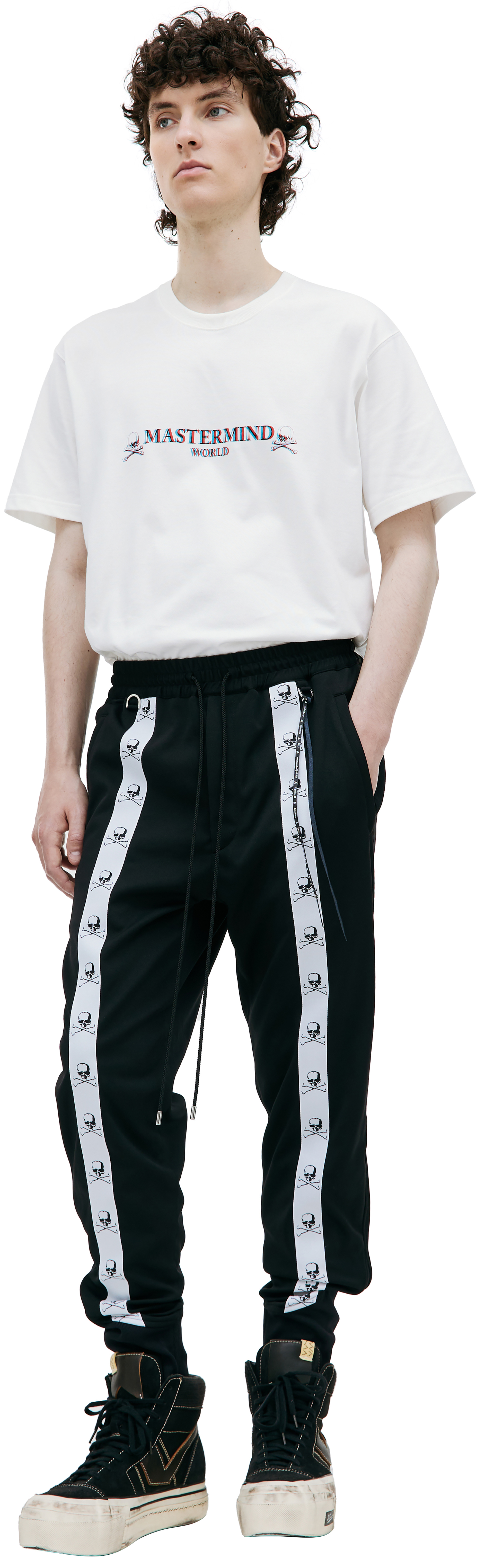 Mastermind WORLD Black trousers with stripes