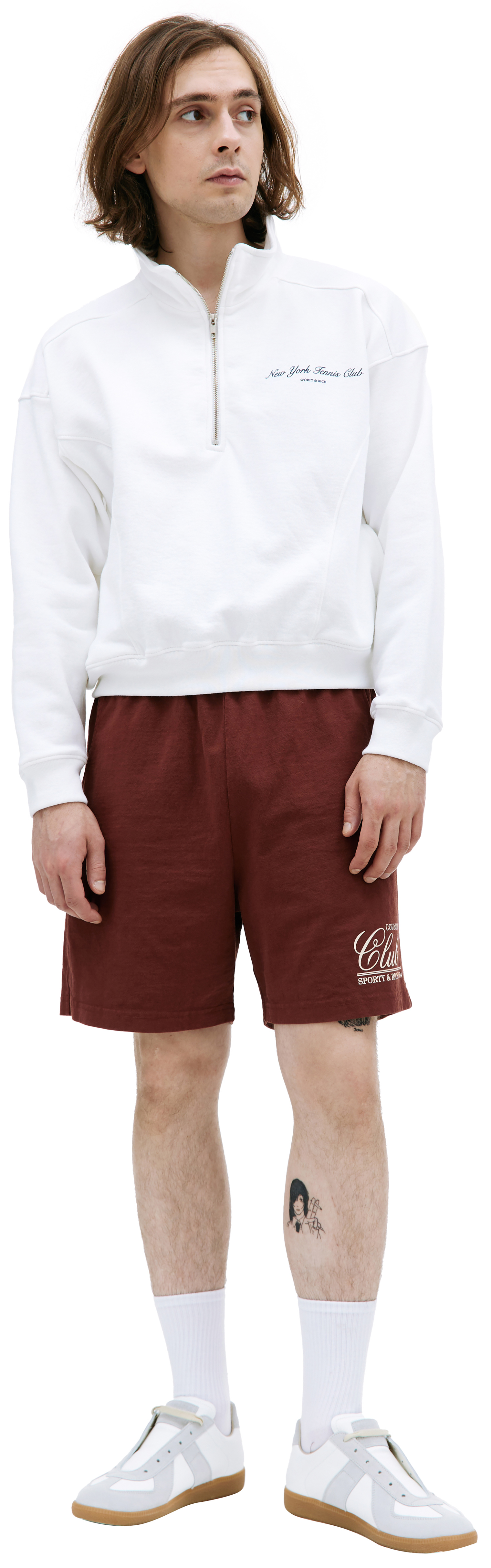 SPORTY & RICH White half-zip sweatshirt