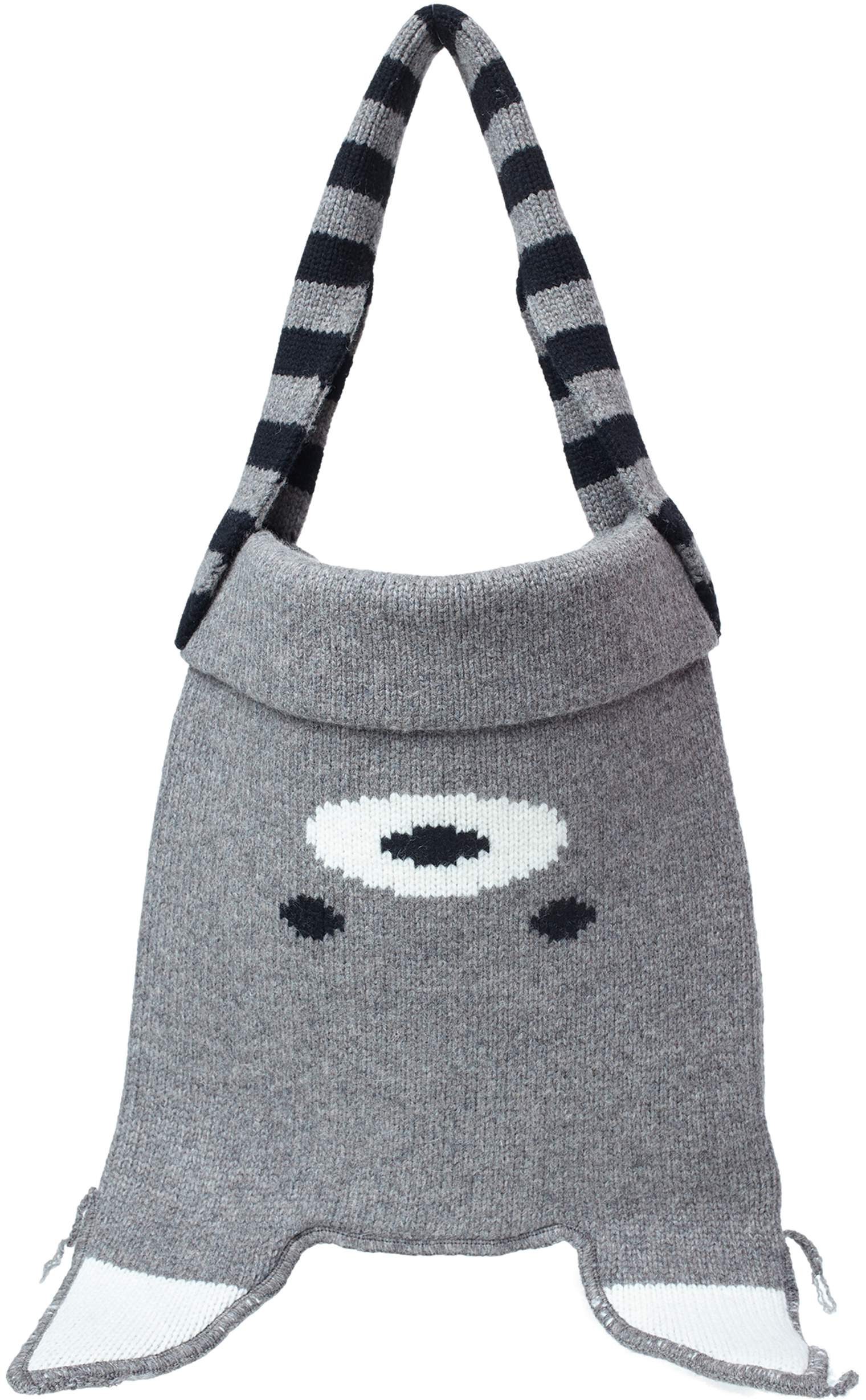 Buy CHARLES JEFFREY LOVERBOY men grey raccoon knitted bag for $231 online  on SV77, 32120602