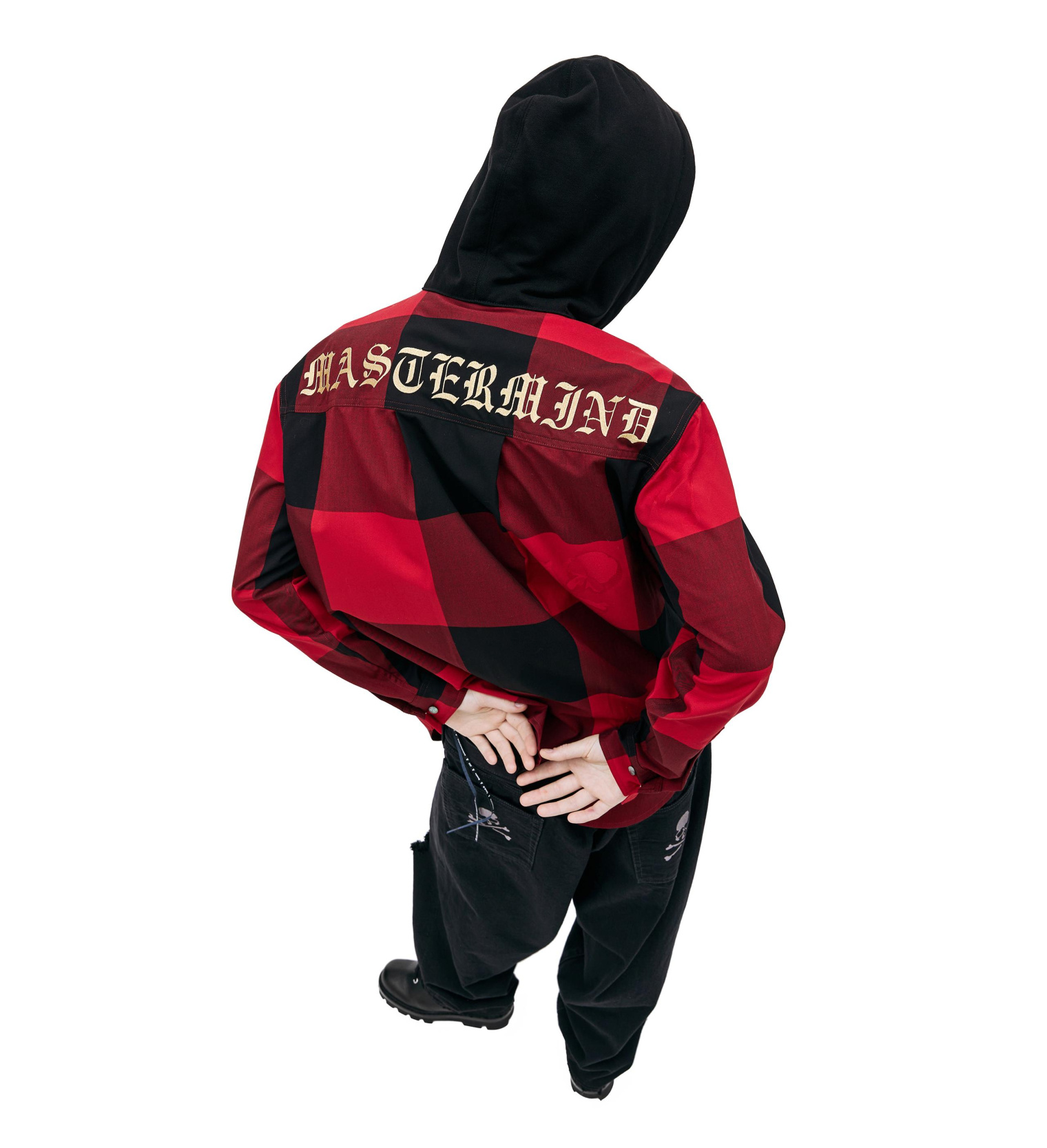 Mastermind WORLD Сheck-print hooded shirt