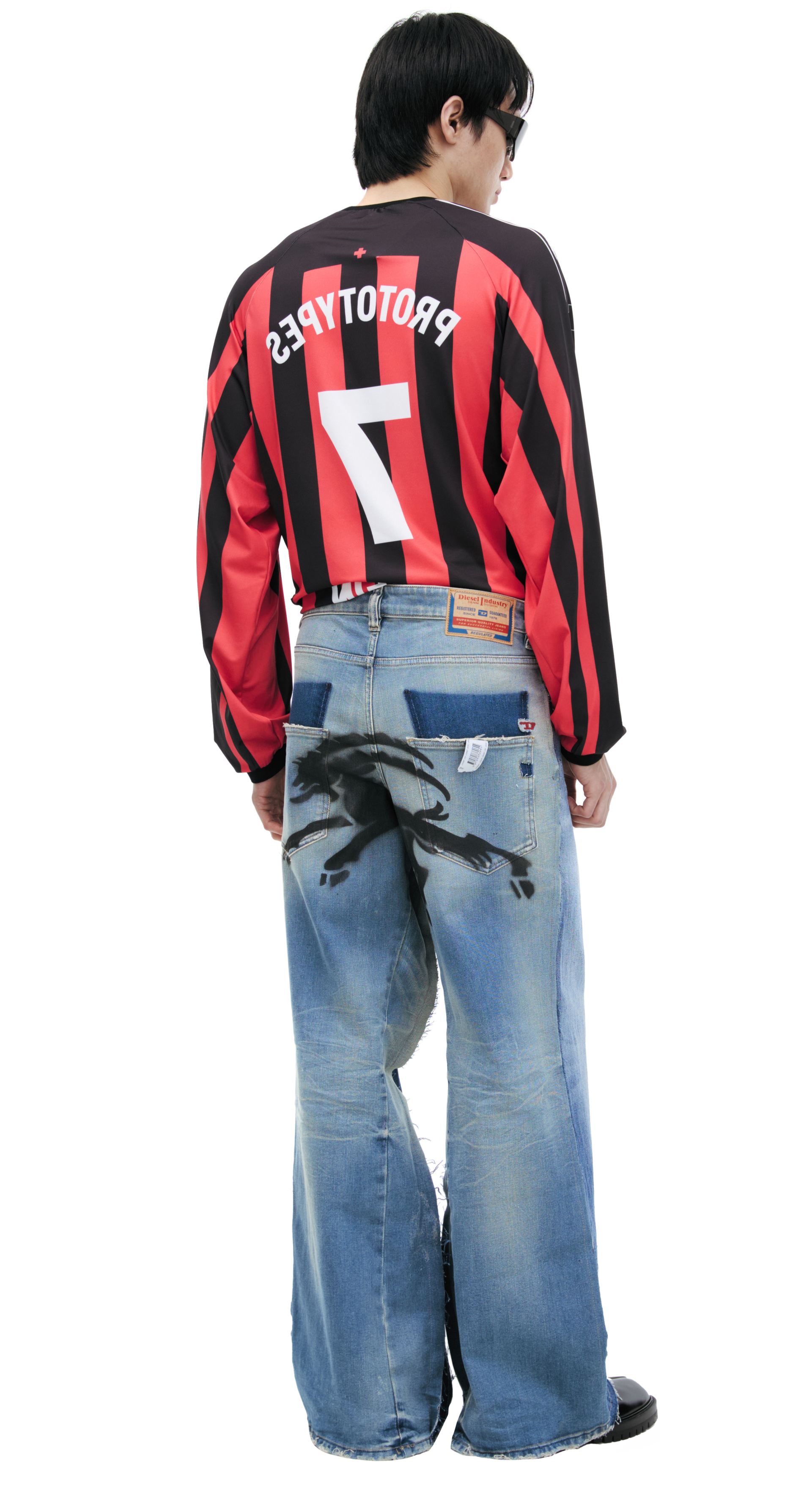 PROTOTYPES Wide jeans with paint effect