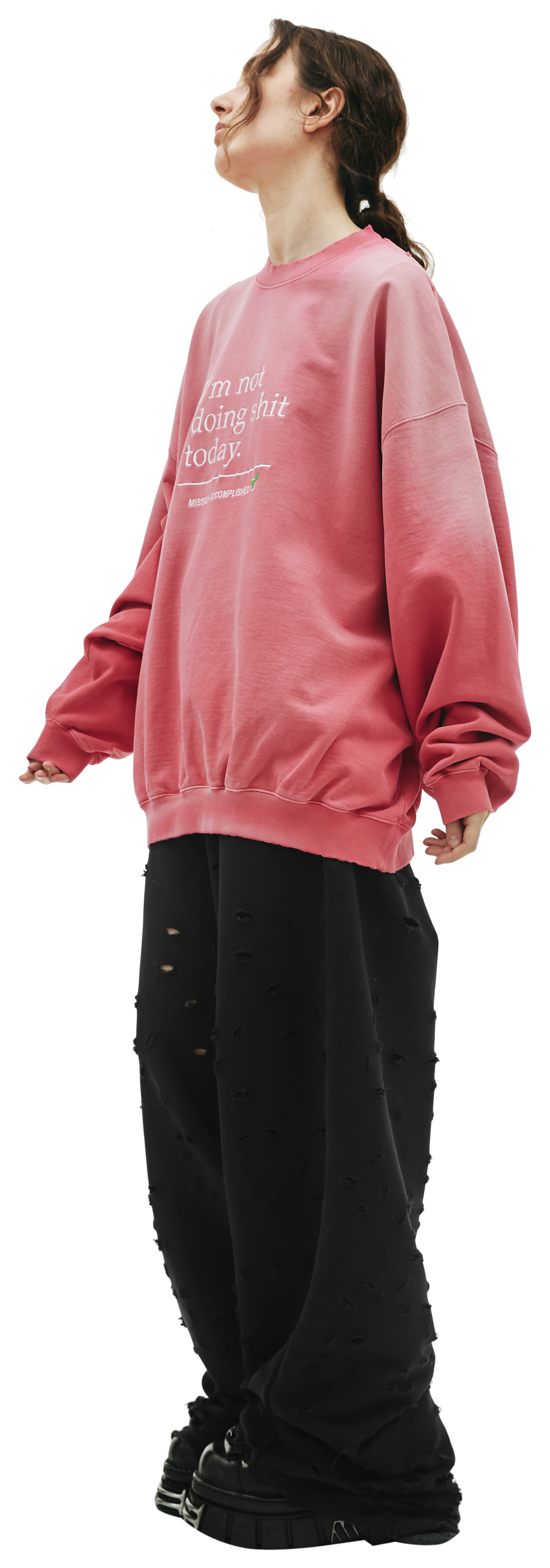 VETEMENTS Not Doing Shit Today Sweatshirt Pink - Wrong Weather