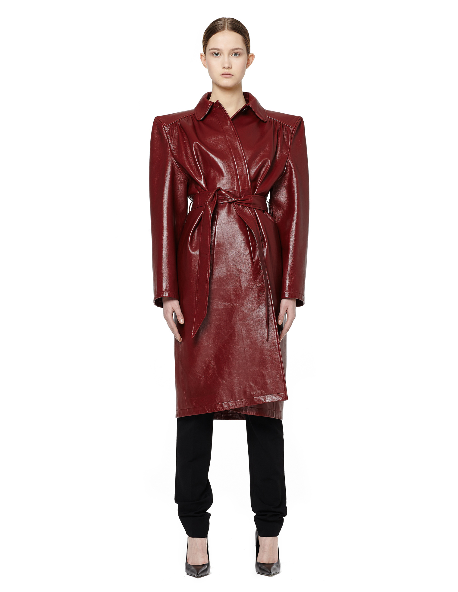 Balenciaga Кожаный плащ с объемными плечами