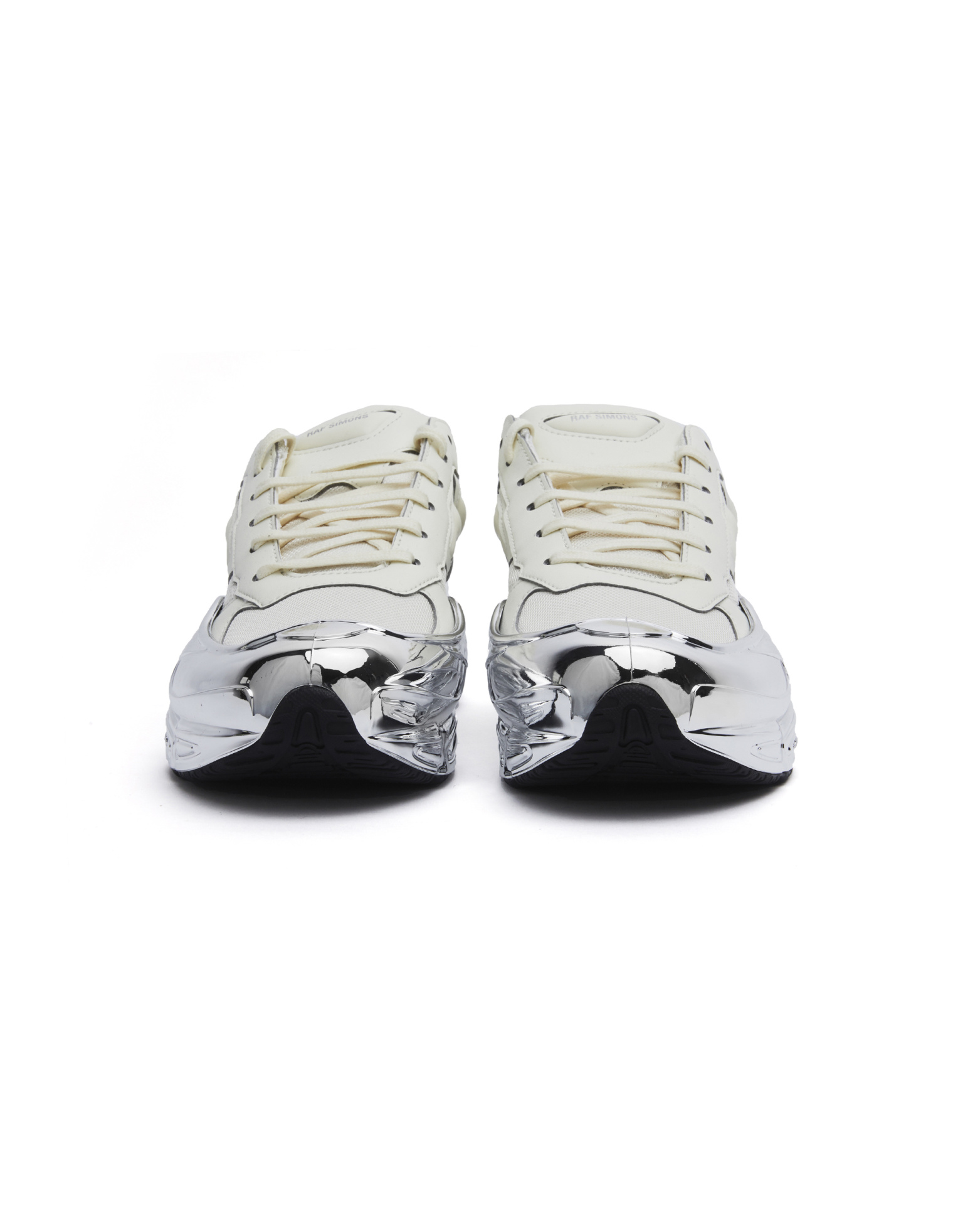 Raf Simons White & Silver Ozweego Sneakers