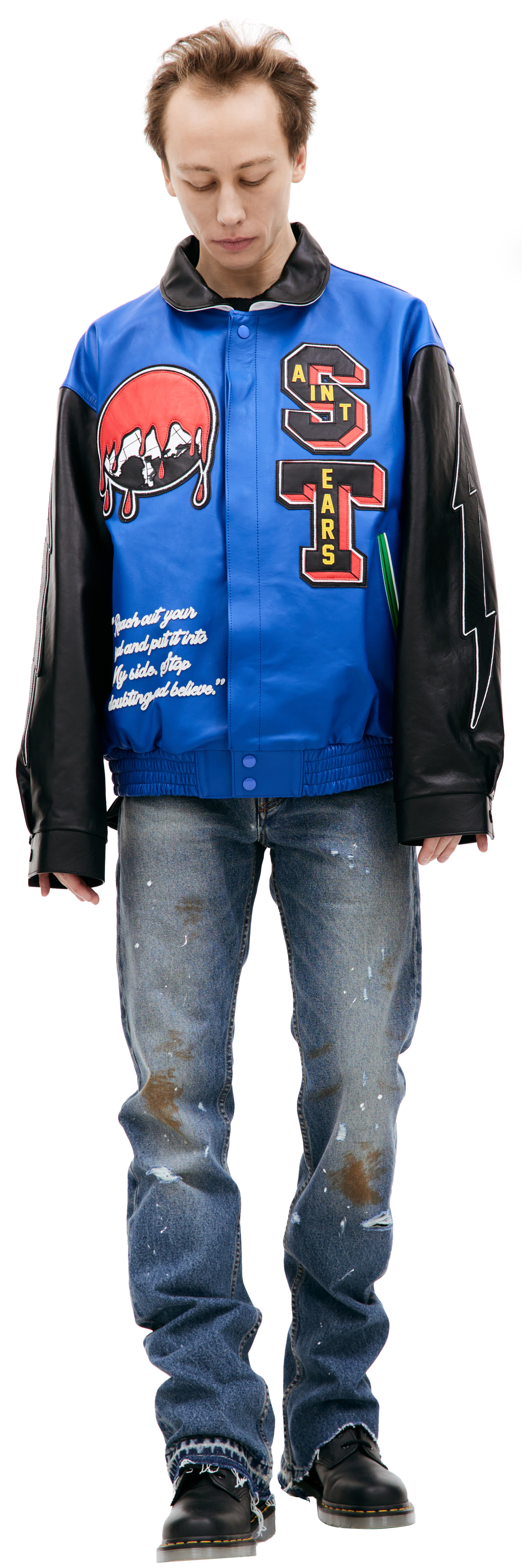 Saint Michael Saint Michael х DENIM TEARS leather jacket