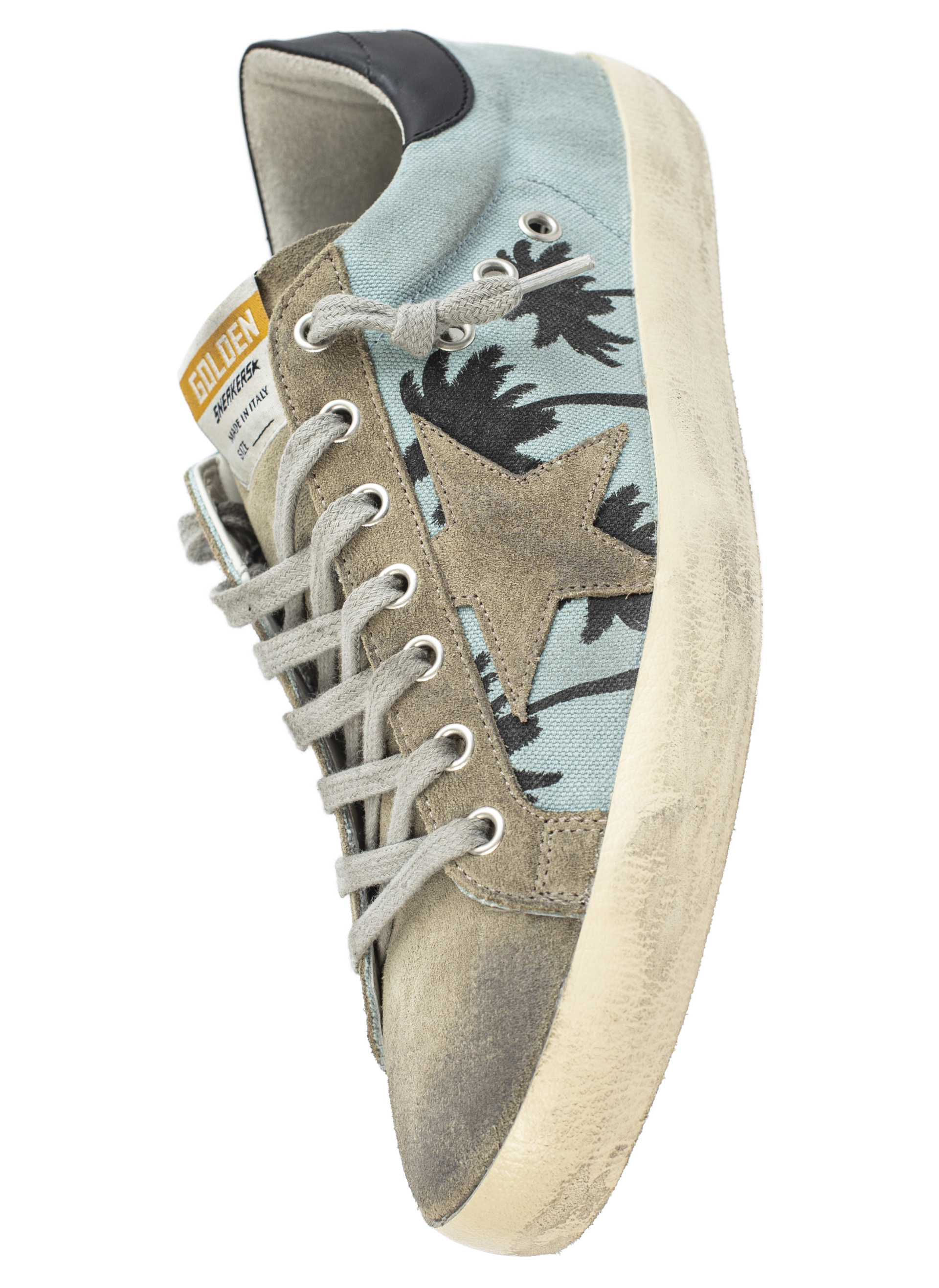 Golden Goose SuperStar Canvas Sneakers with Palm Print