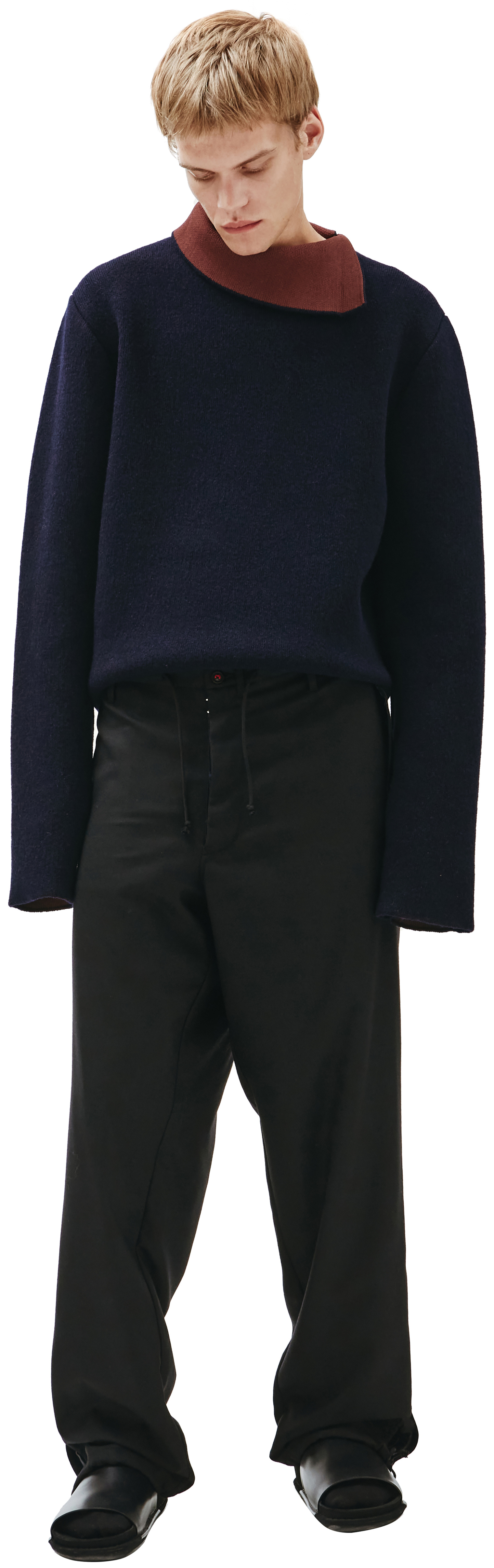 Maison Margiela Black Wool trousers with drawstring