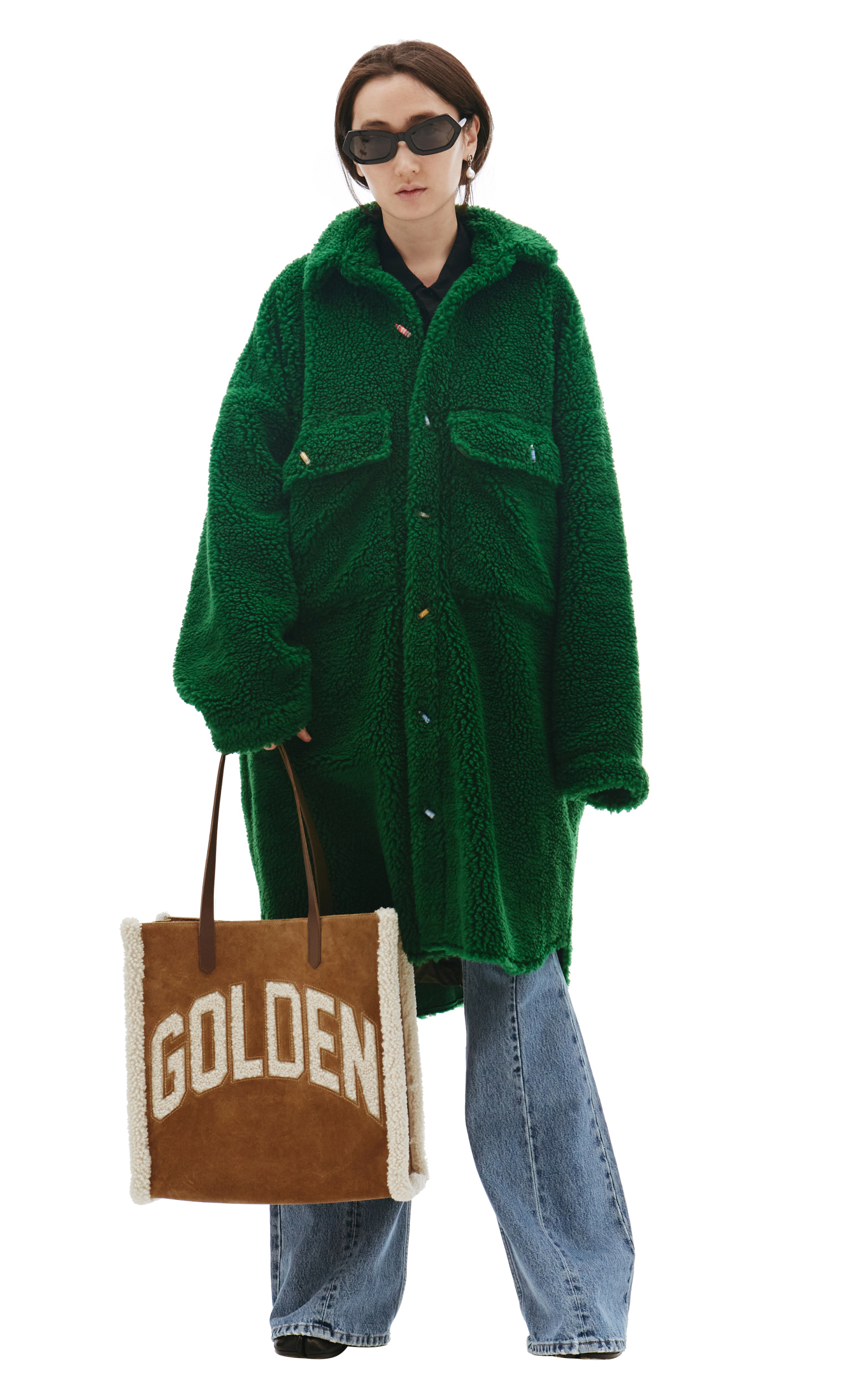 Golden Goose Shearling Logo Tote Bag