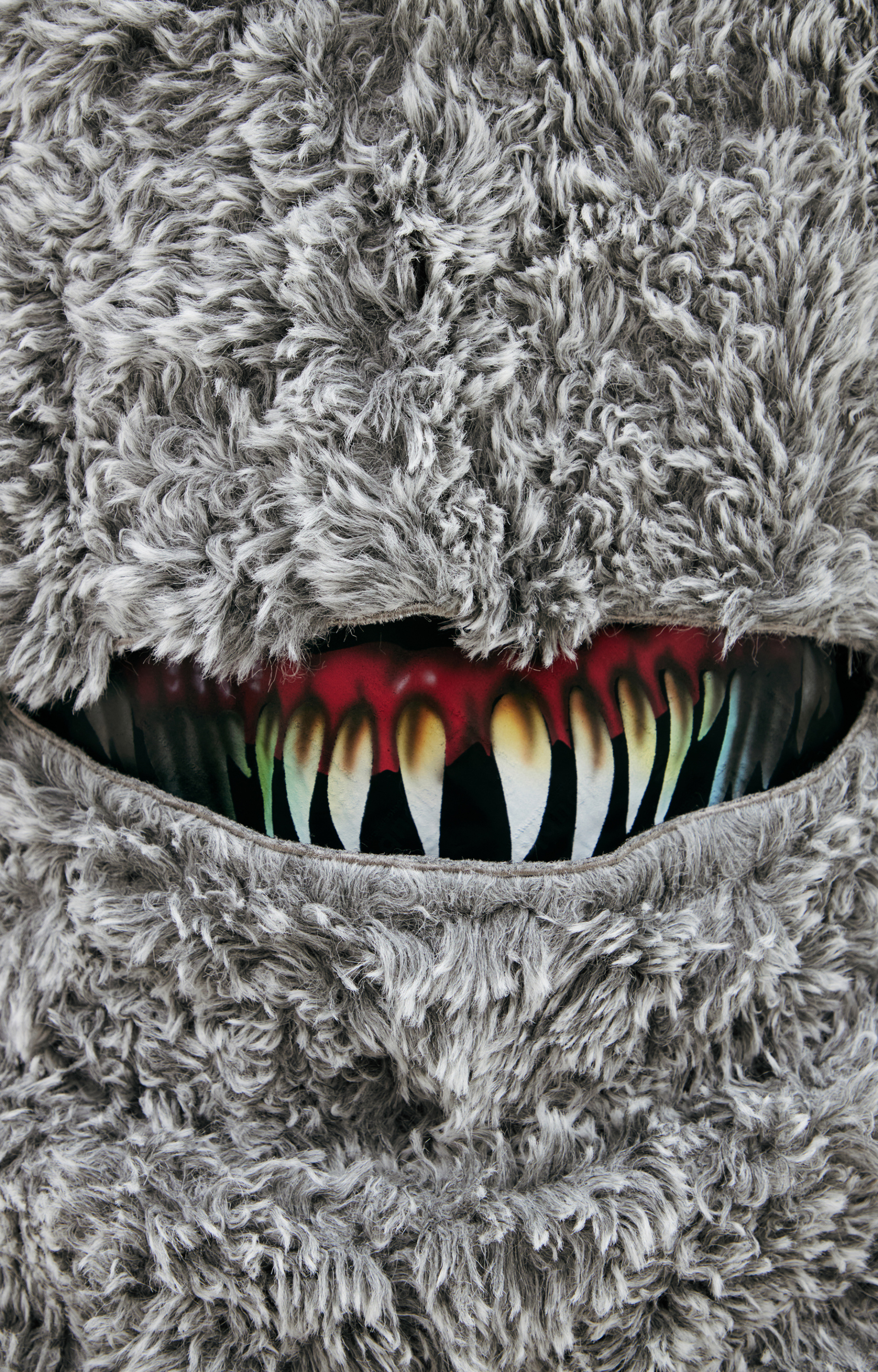 Doublet Куртка-25AW15BL228/GREY плюш, дырка на спине внутри зубы и язык, серая