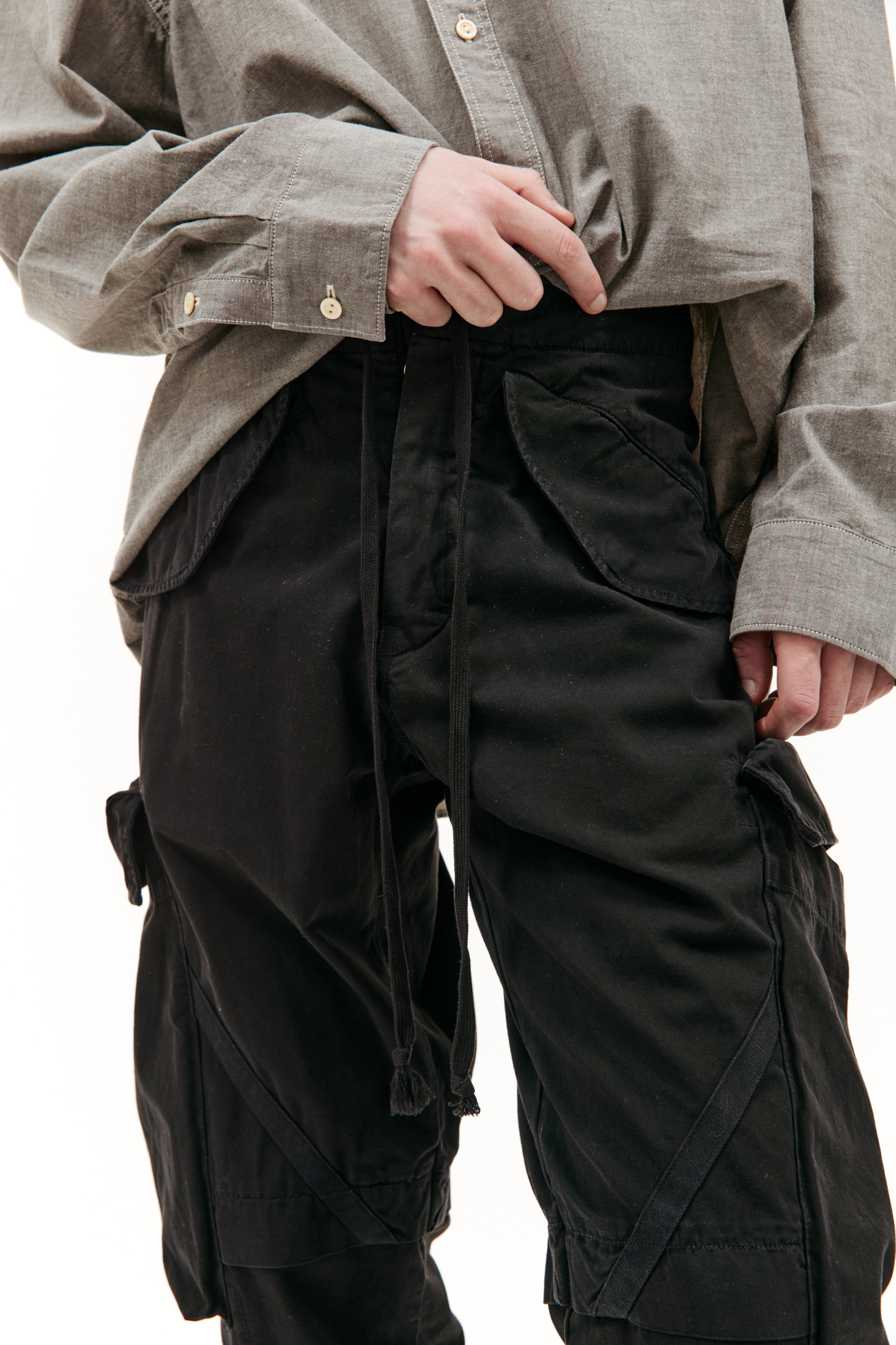 Greg Lauren Black cargo trousers