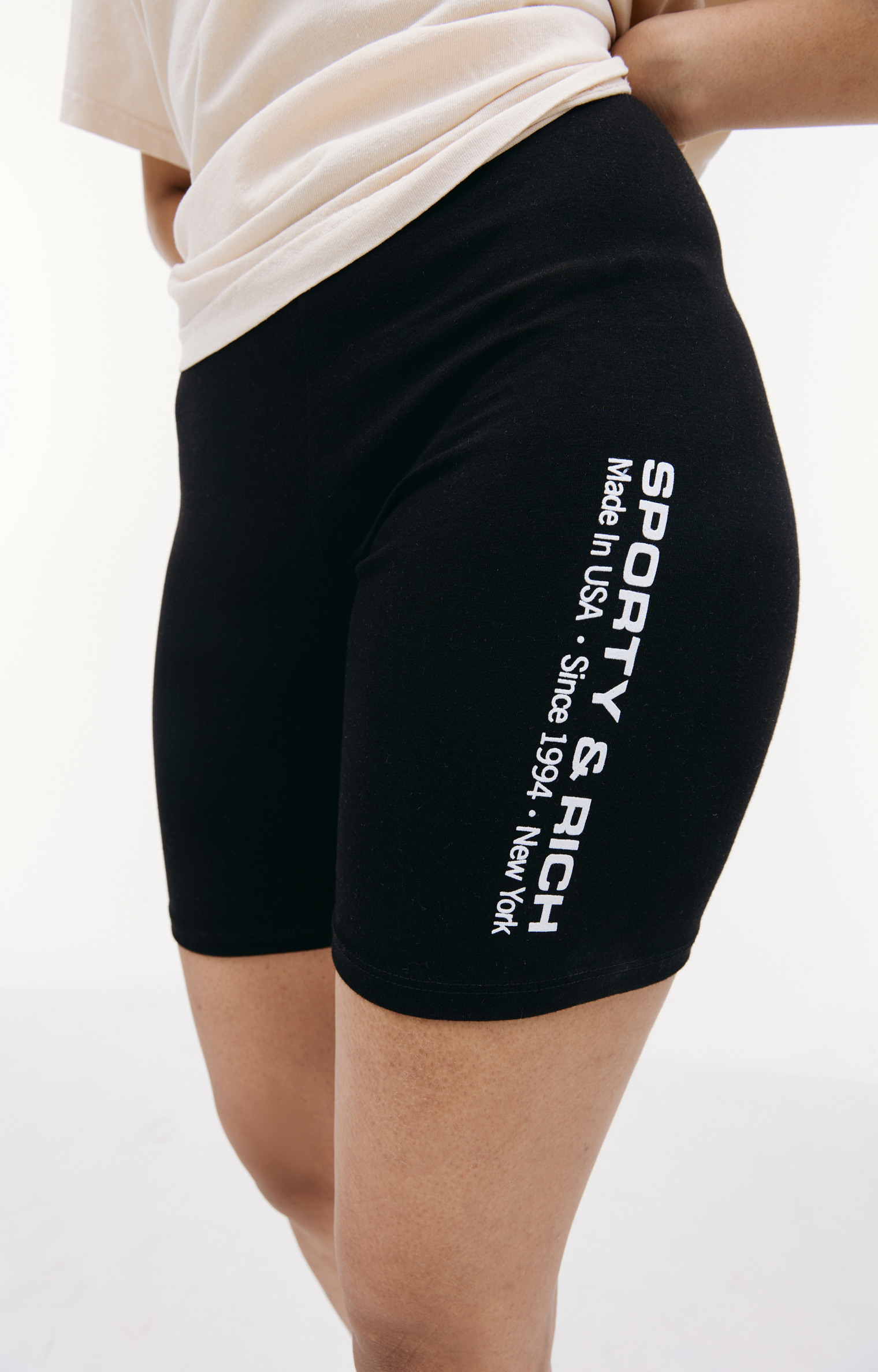 SPORTY & RICH Black mini shorts