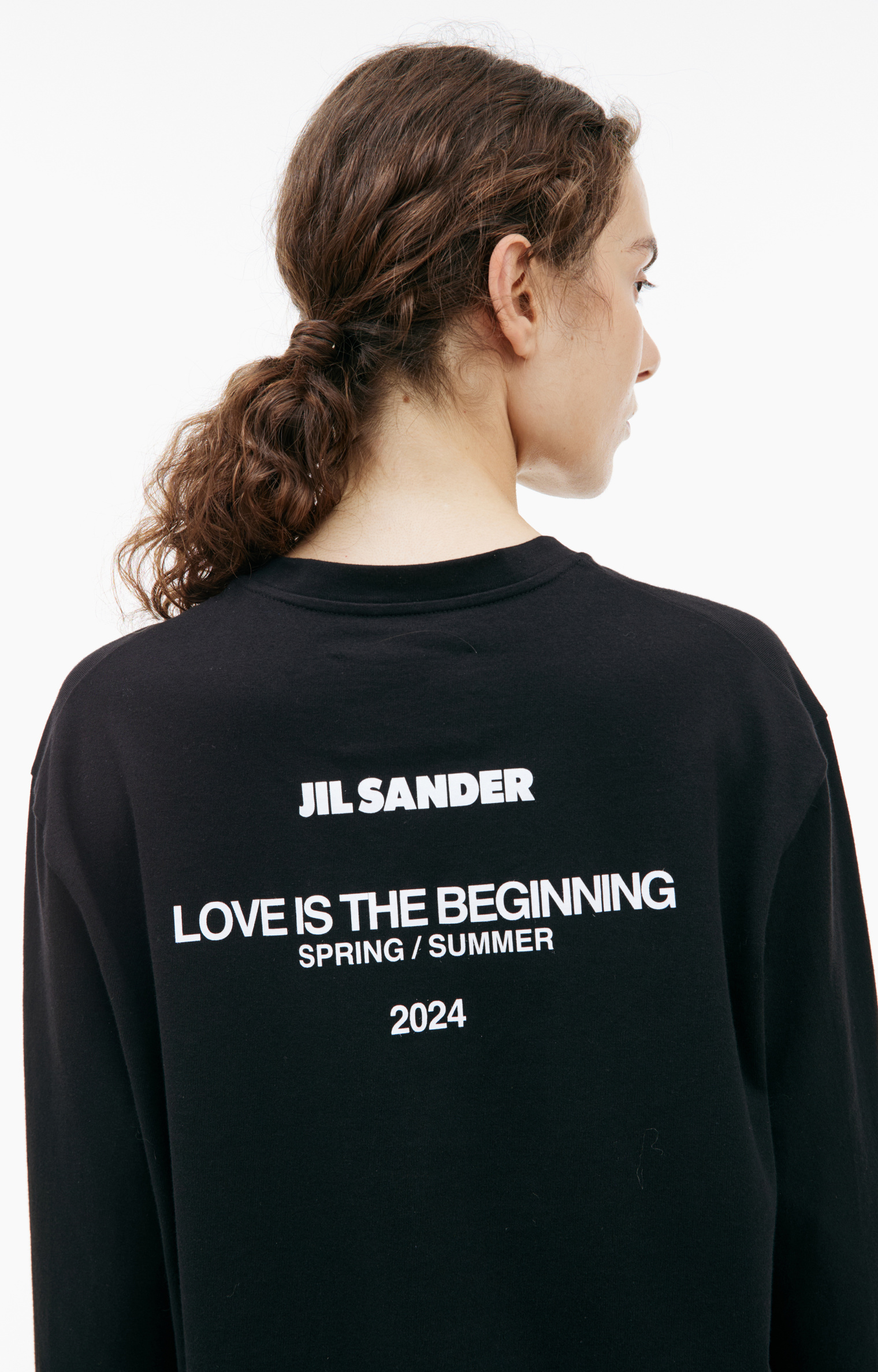 Jil Sander Черный лонгслив с принтом