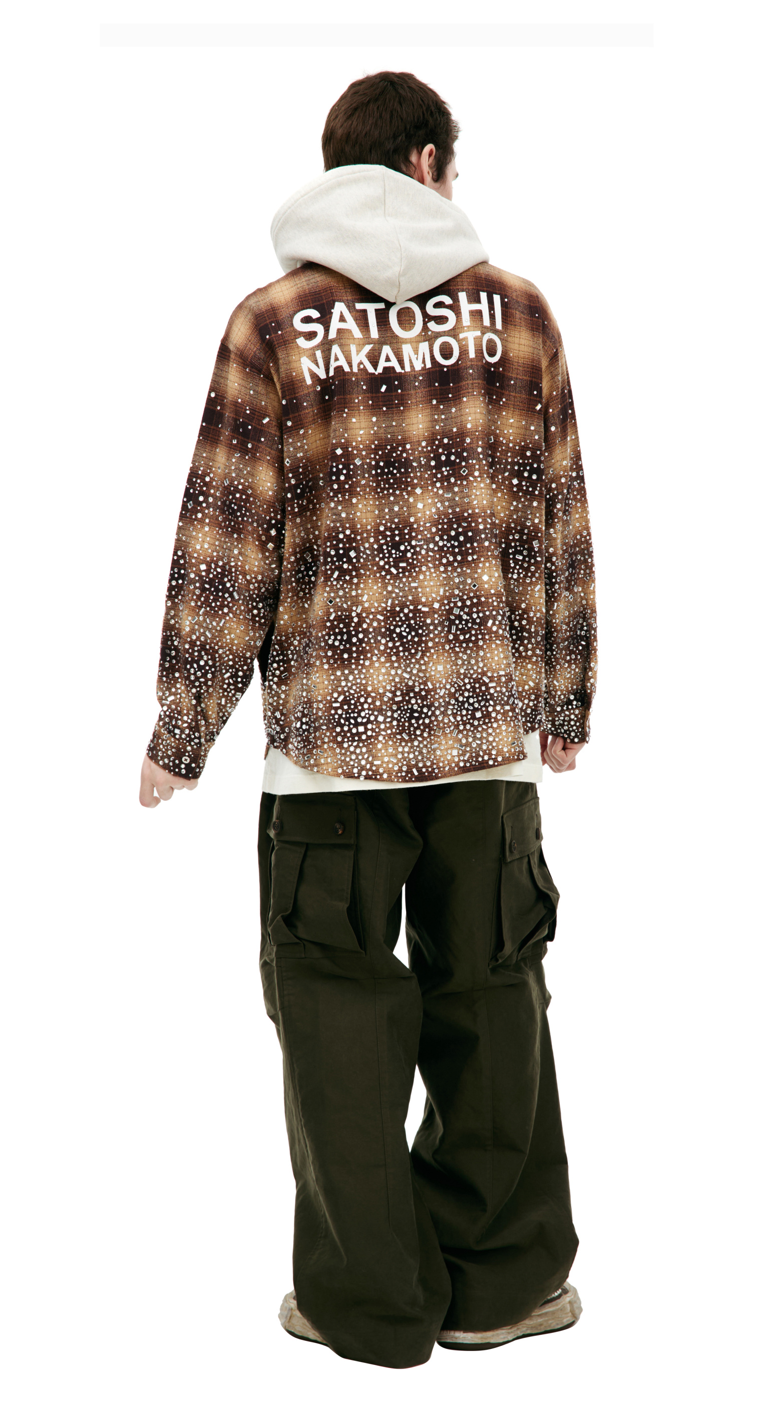 Satoshi Nakamoto Hooded plaid shirt