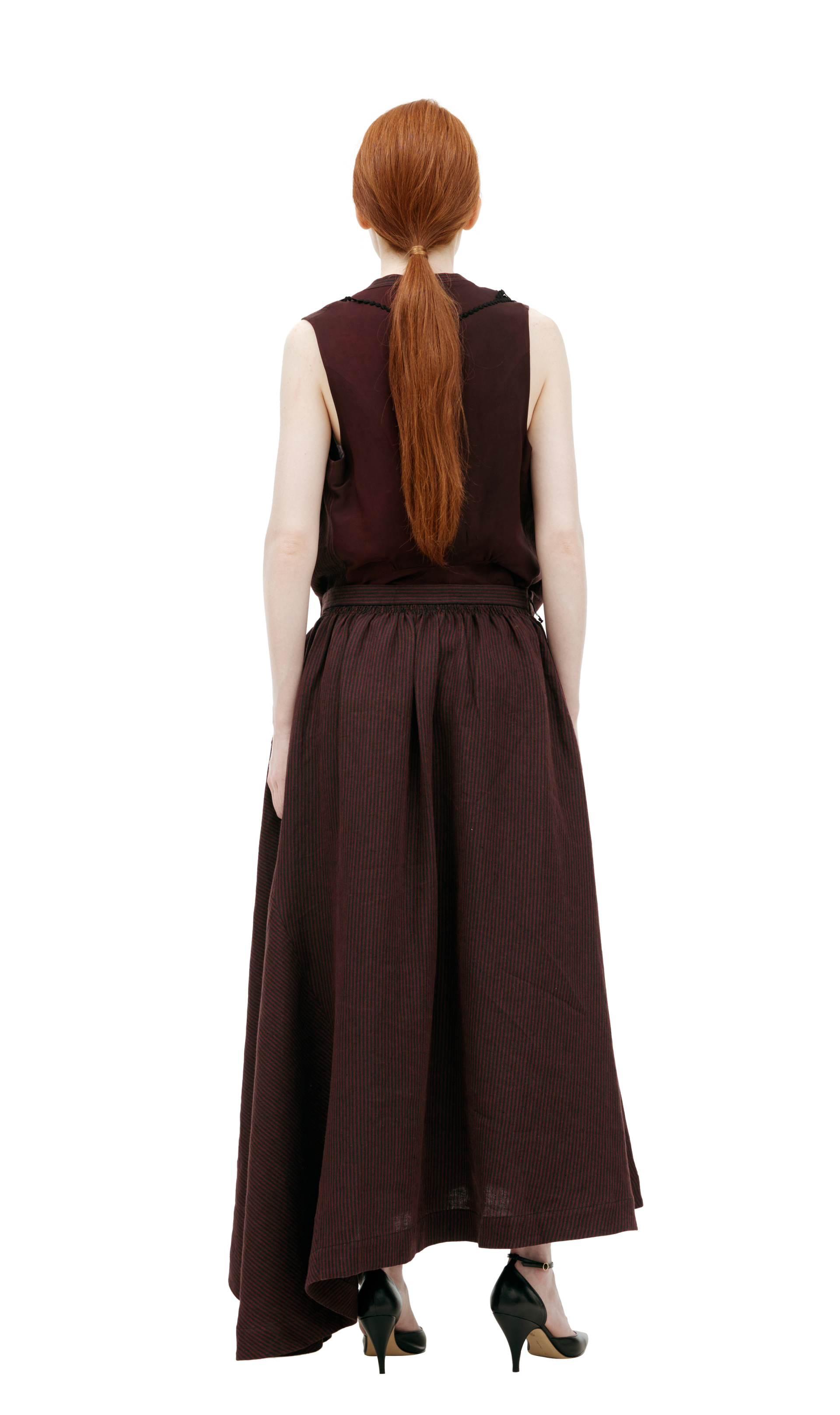 Ziggy Chen Striped midi skirt