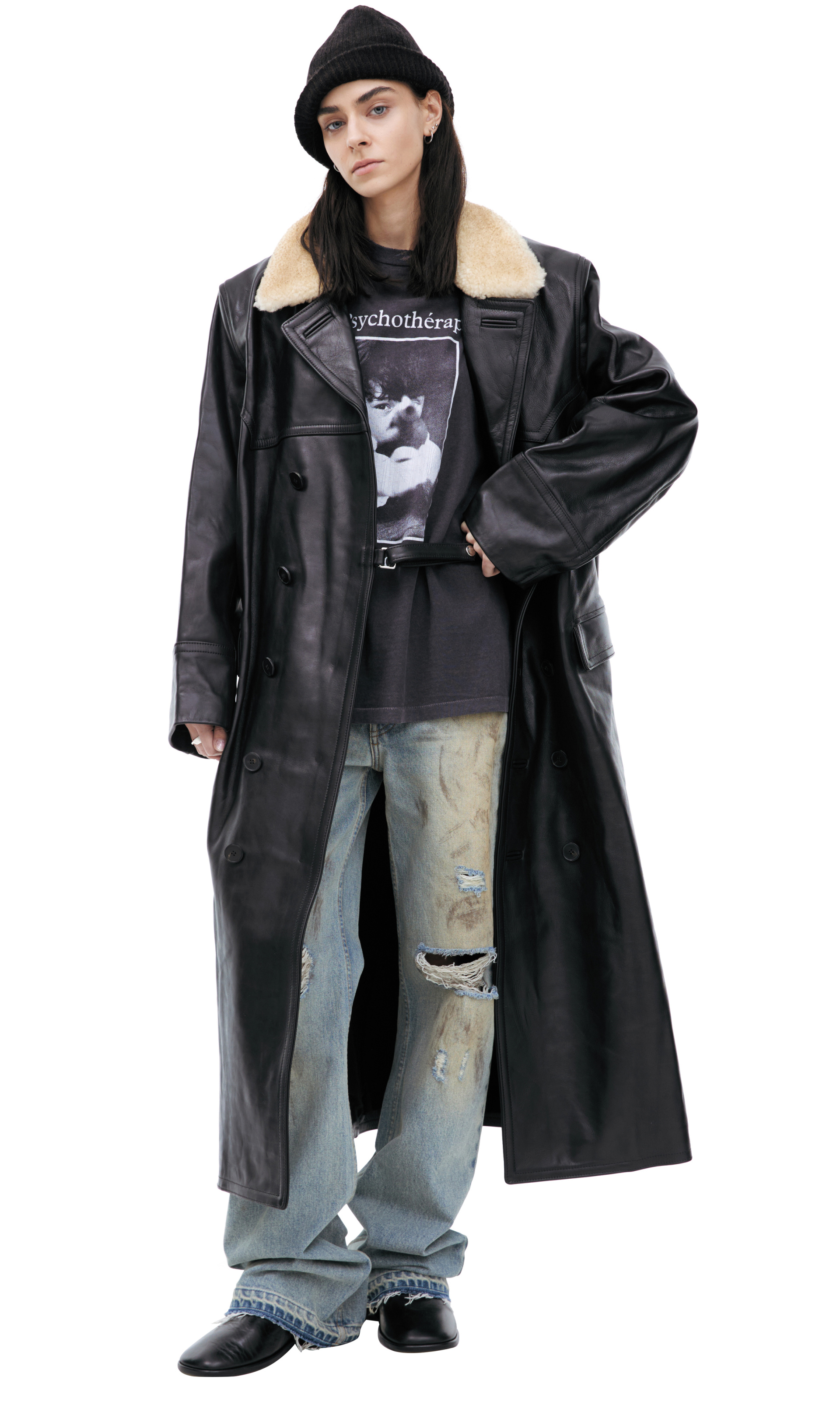 Enfants Riches Déprimés Black leather coat