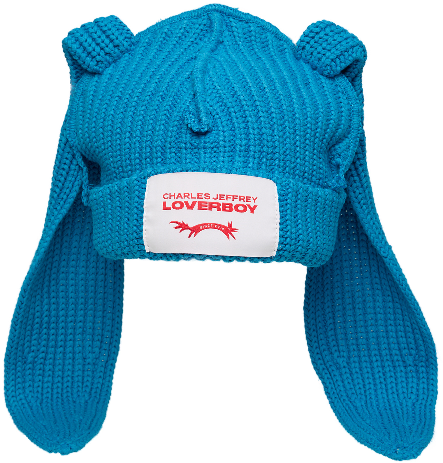 Buy CHARLES JEFFREY LOVERBOY women blue knitted hat with a patch