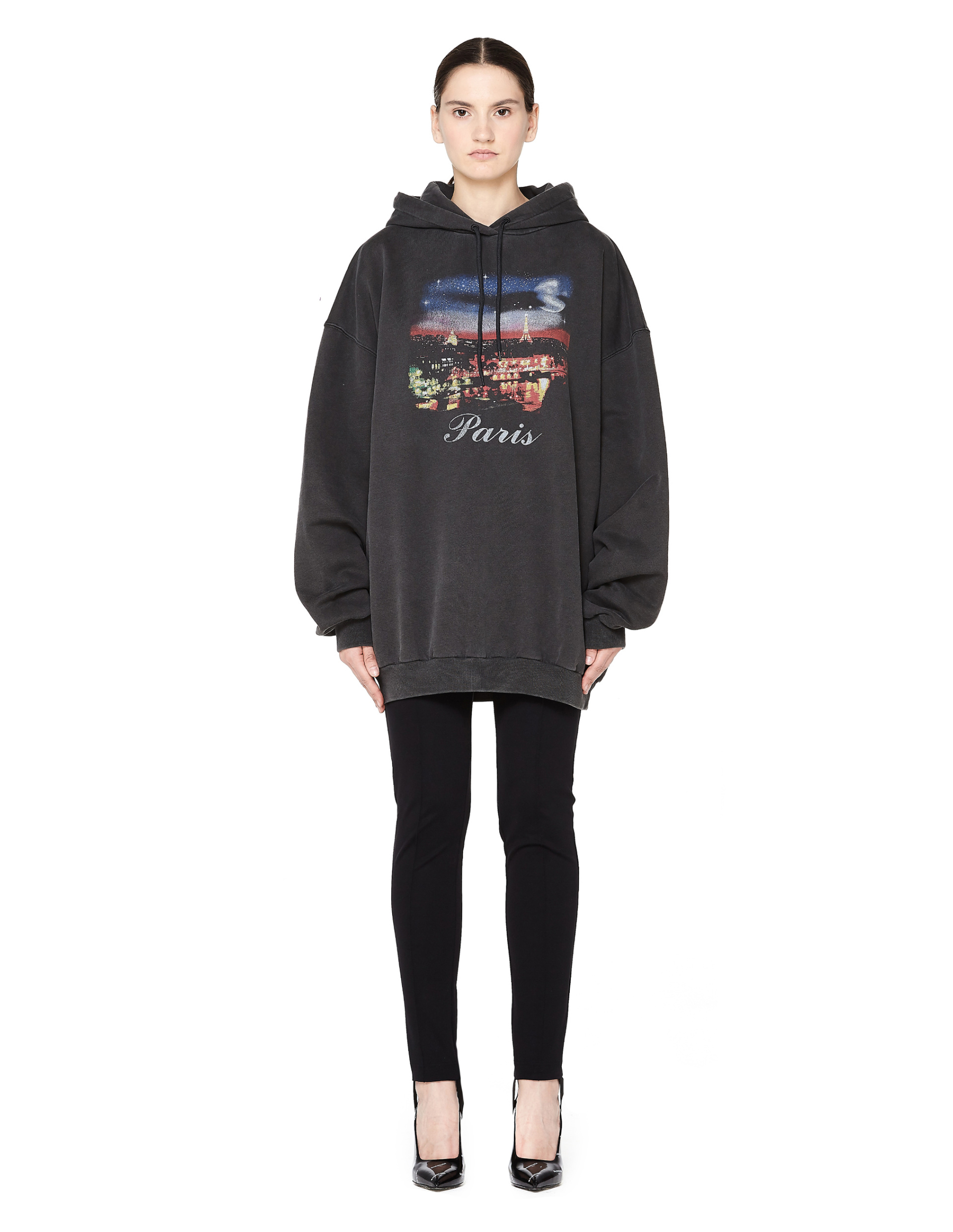 Balenciaga Paris Oversized Washed Cotton Hoodie