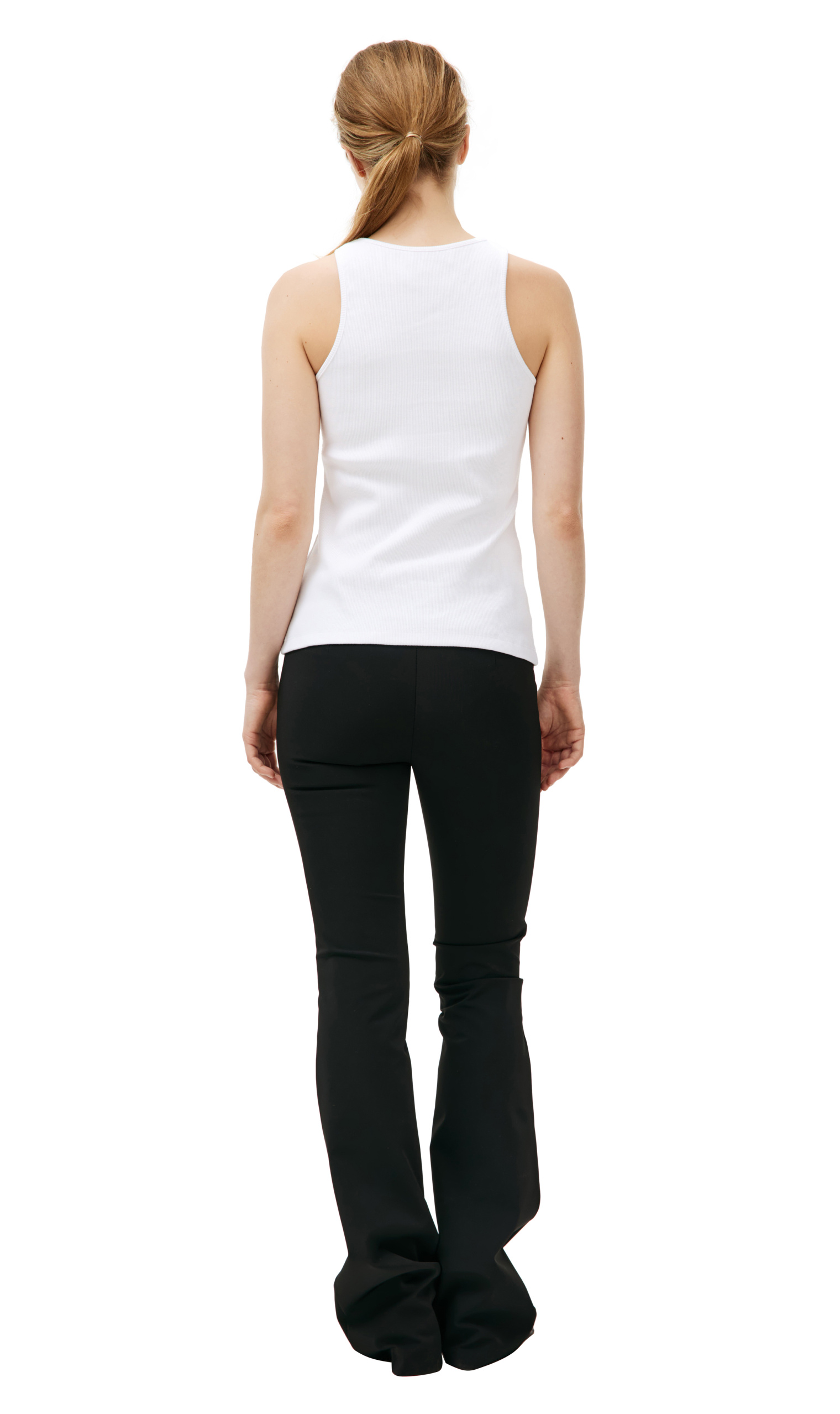 Blumarine White tank top with crystal-cut logo brooch