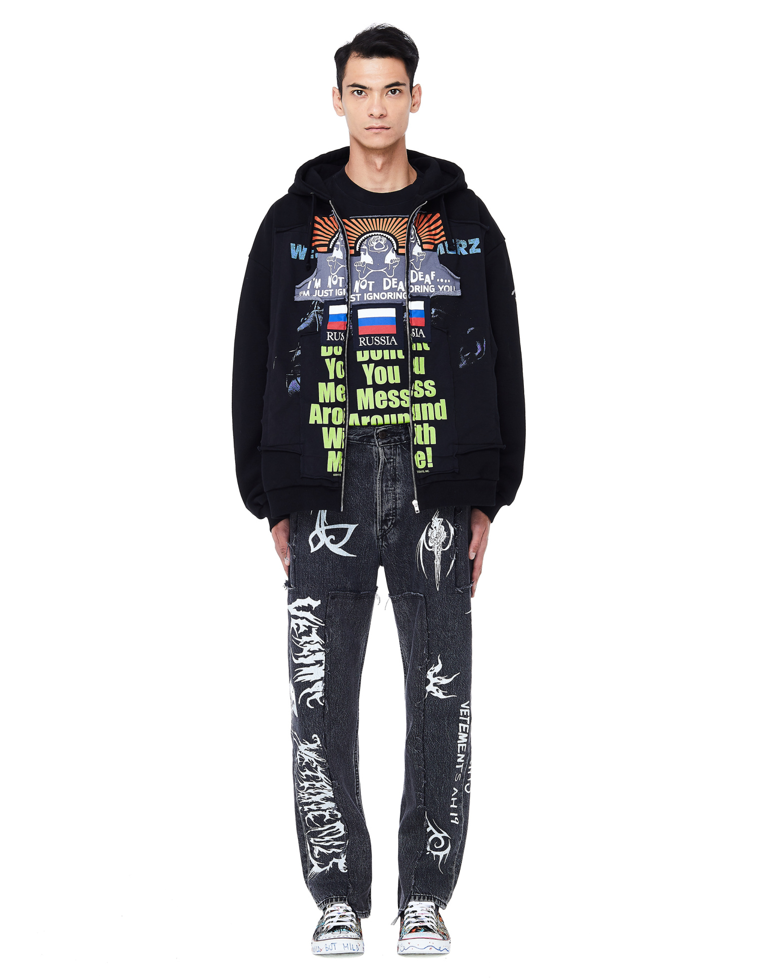 VETEMENTS Russia Printed Zip Up Hoodie