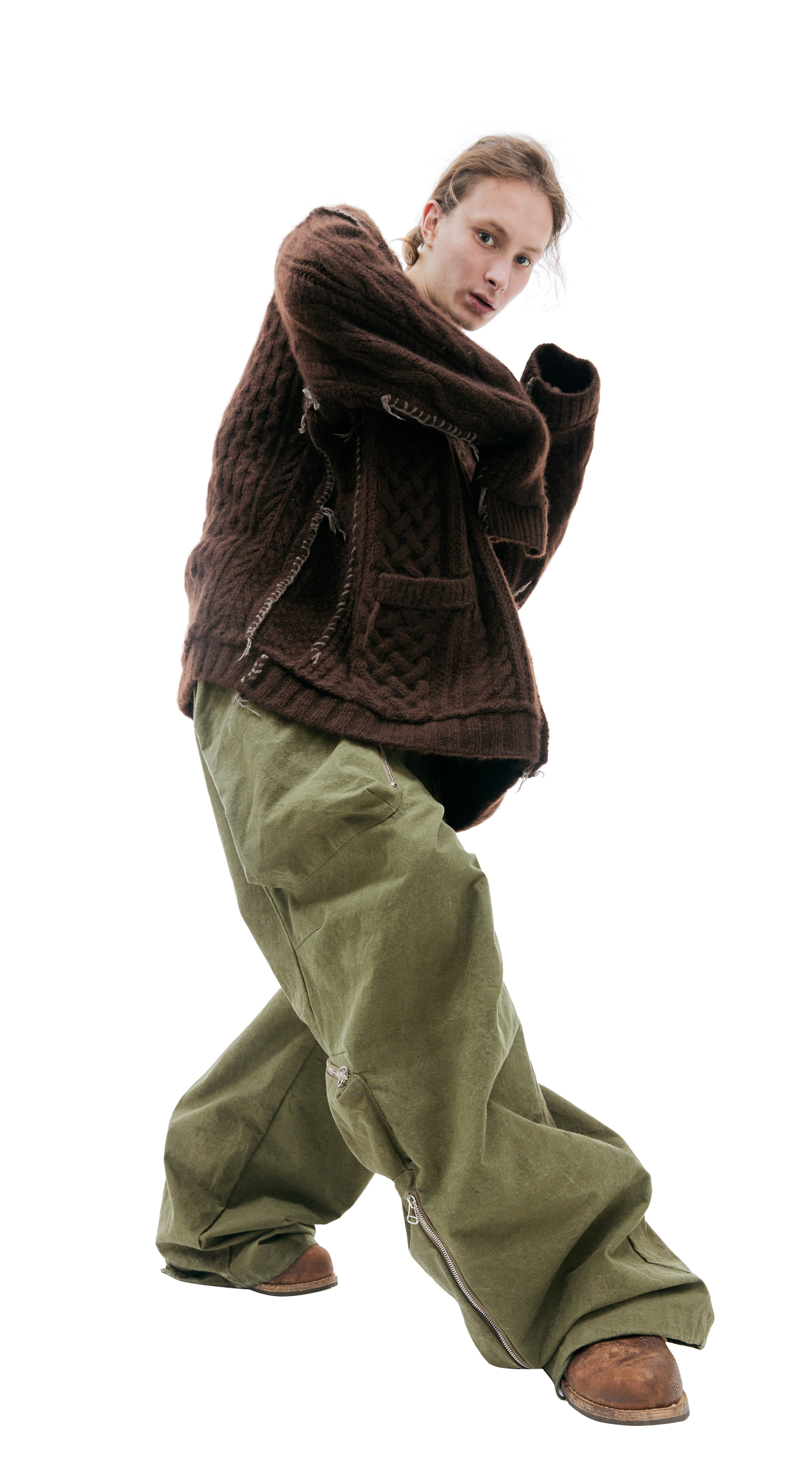 Mastermind WORLD Brown cashmere cardigan