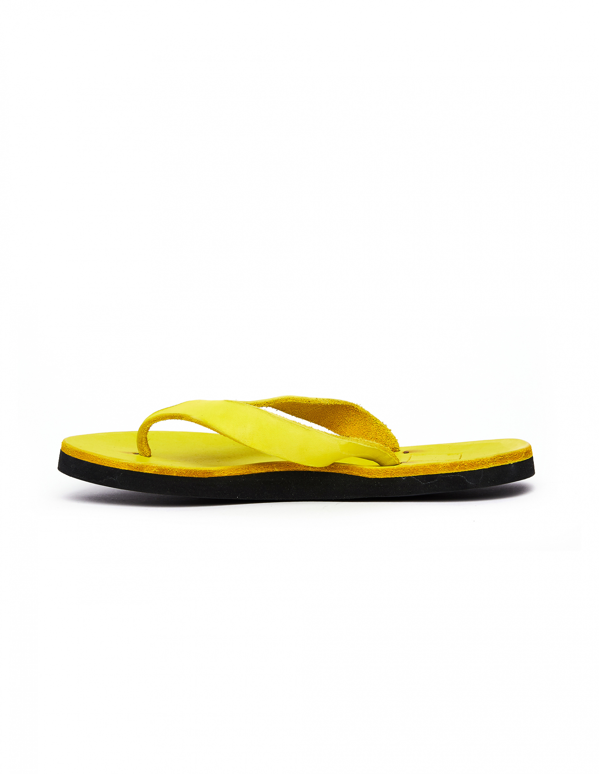 yellow leather flip flops