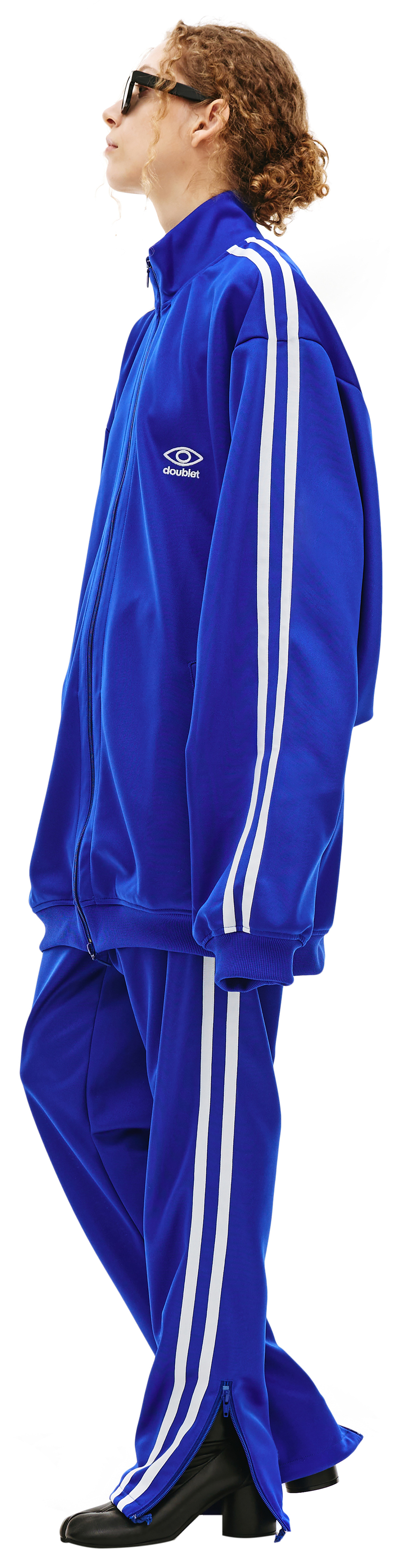 Buy Doublet women blue invisible track jacket for $590 online on