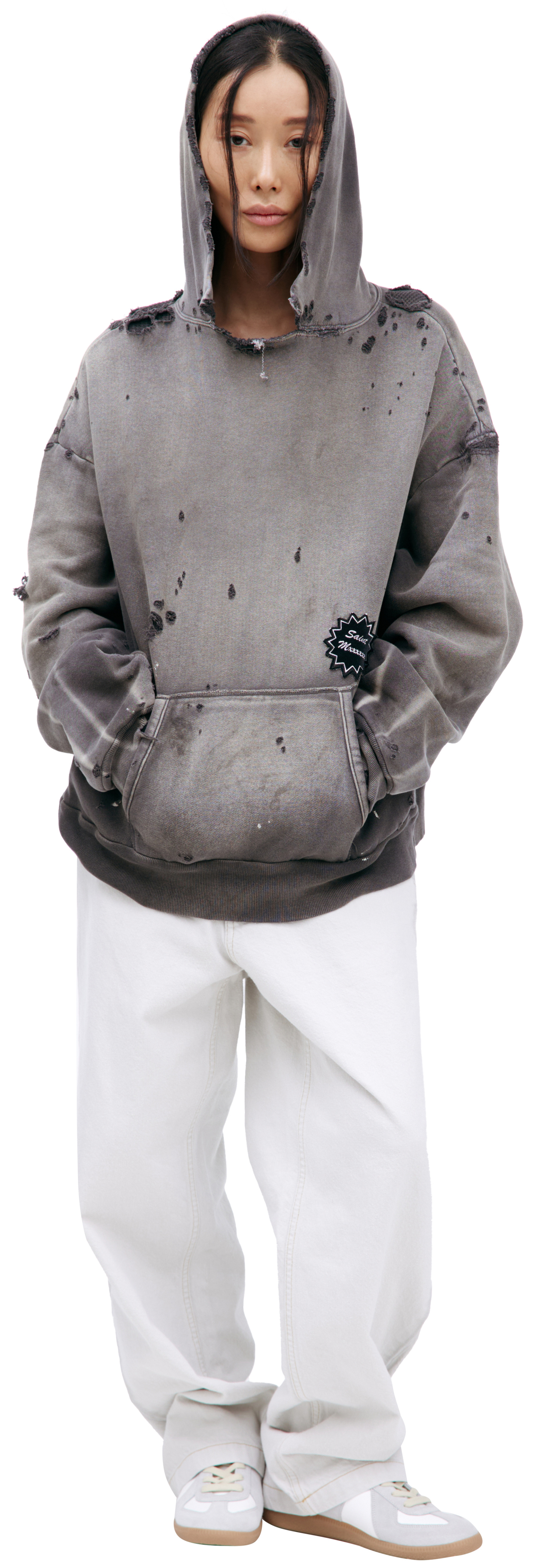 Saint Mxxxxxx Grey logo hoodie