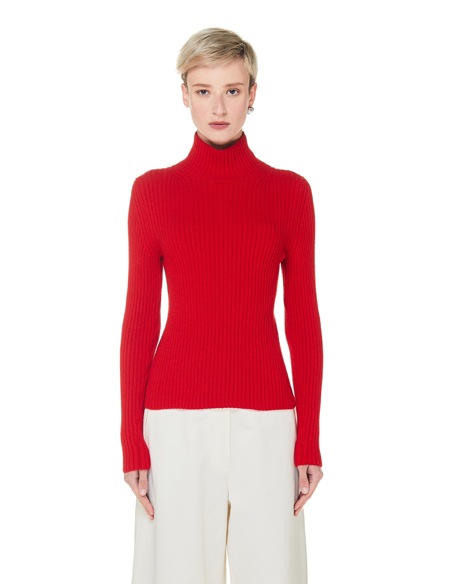 Balenciaga Red Rib Knit Turtleneck