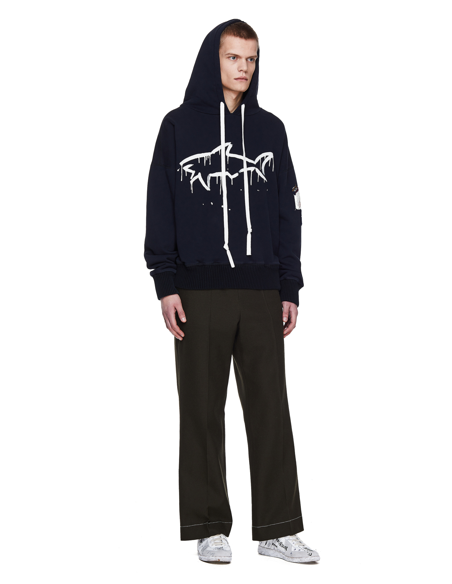 Greg Lauren x Paul Shark Black Hoodie With Patch