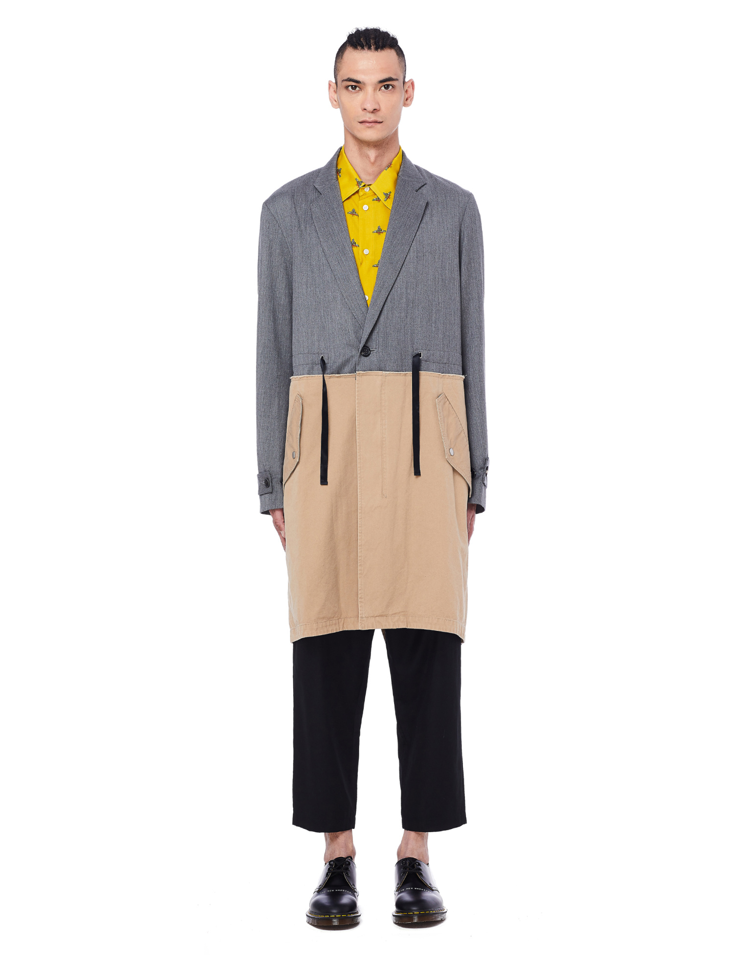 John Undercover Grey & Beige Wool Coat