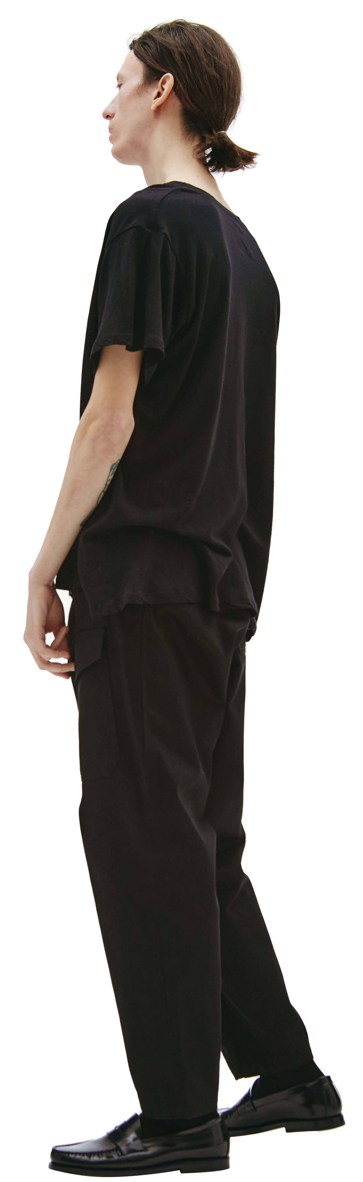Greg Lauren Черная базовая футболка из хлопка
