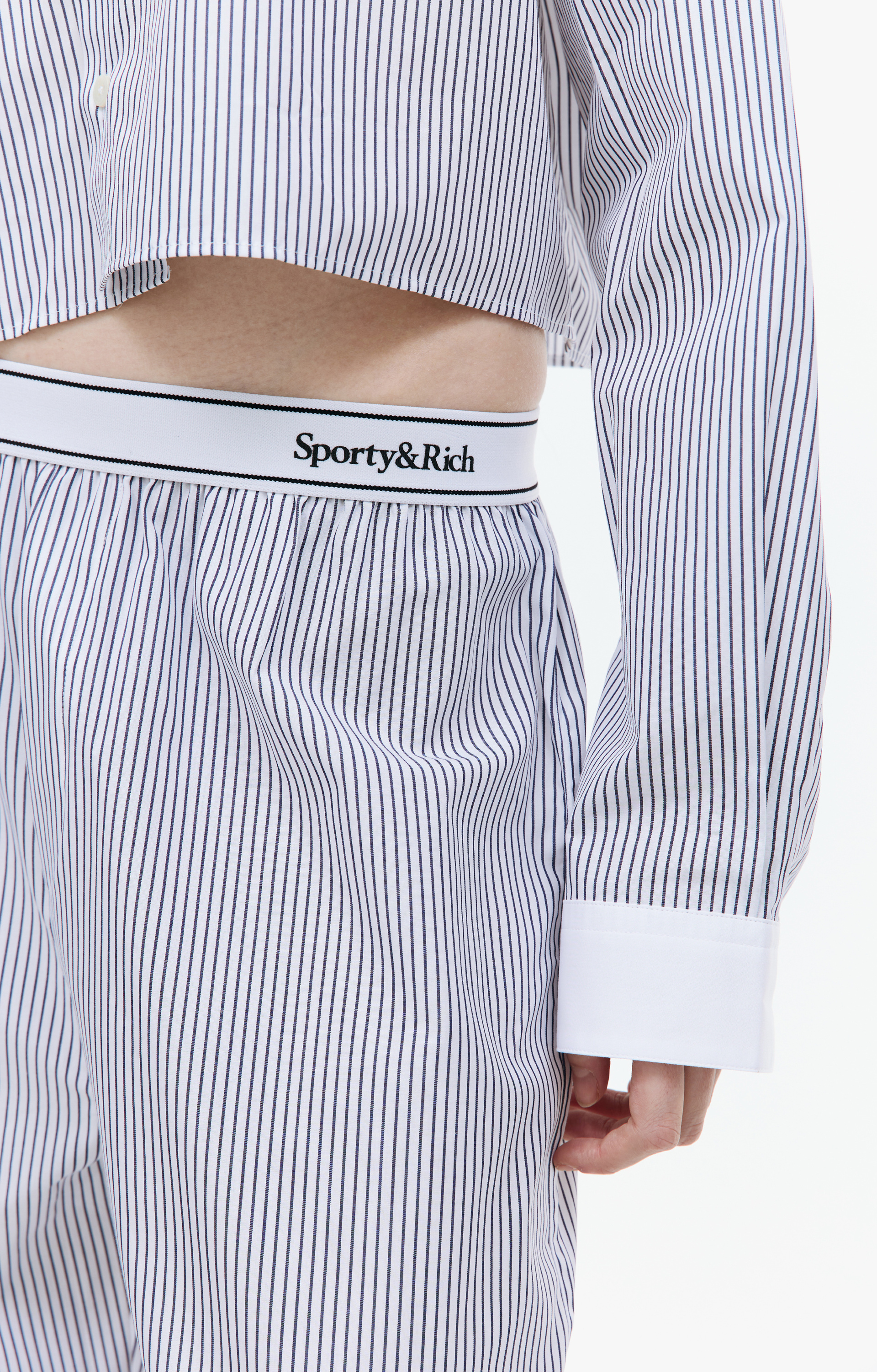 SPORTY & RICH Cotton striped trousers