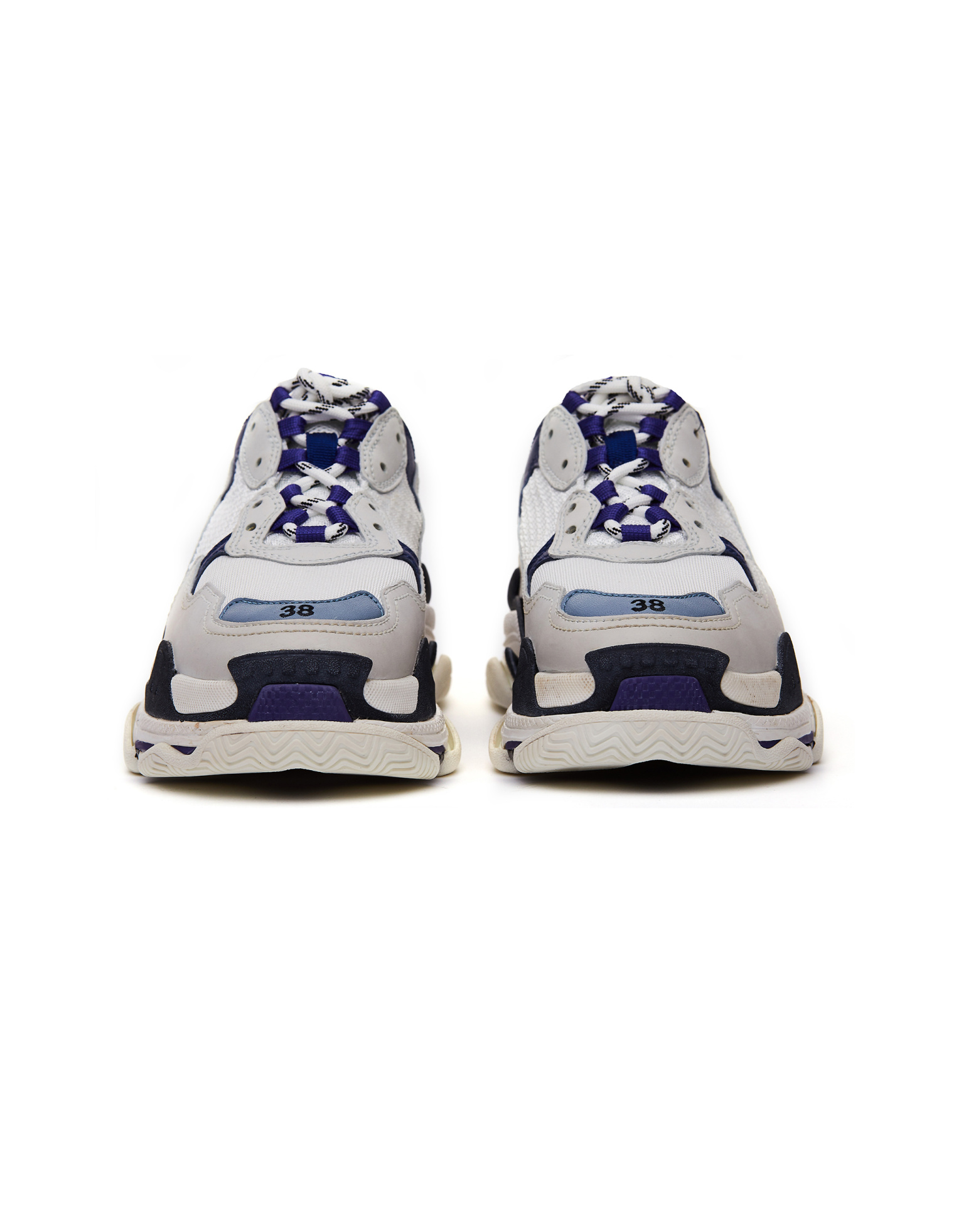 Balenciaga White & Purple Triple S Sneakers