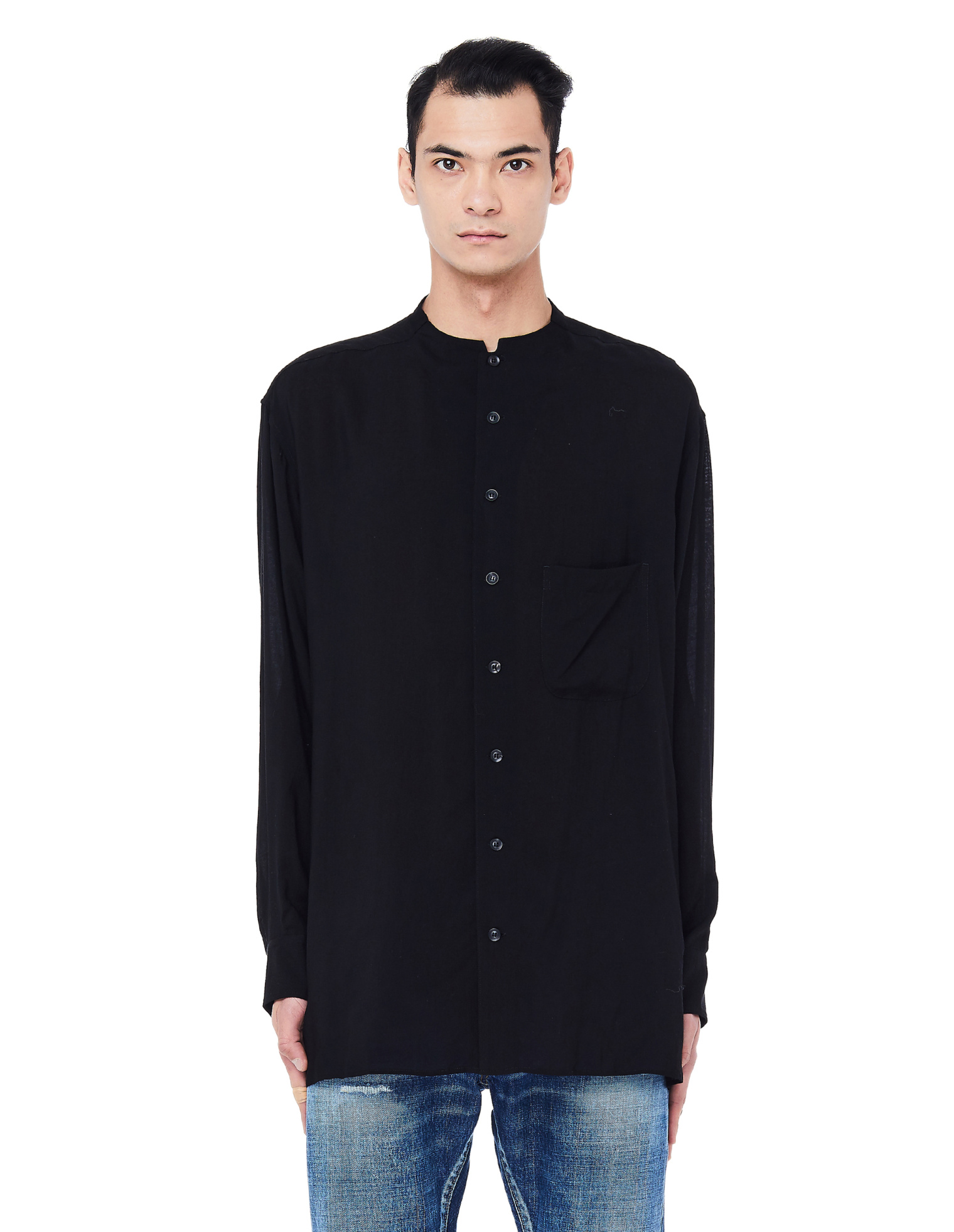 Yohji Yamamoto Black Tencel Shirt