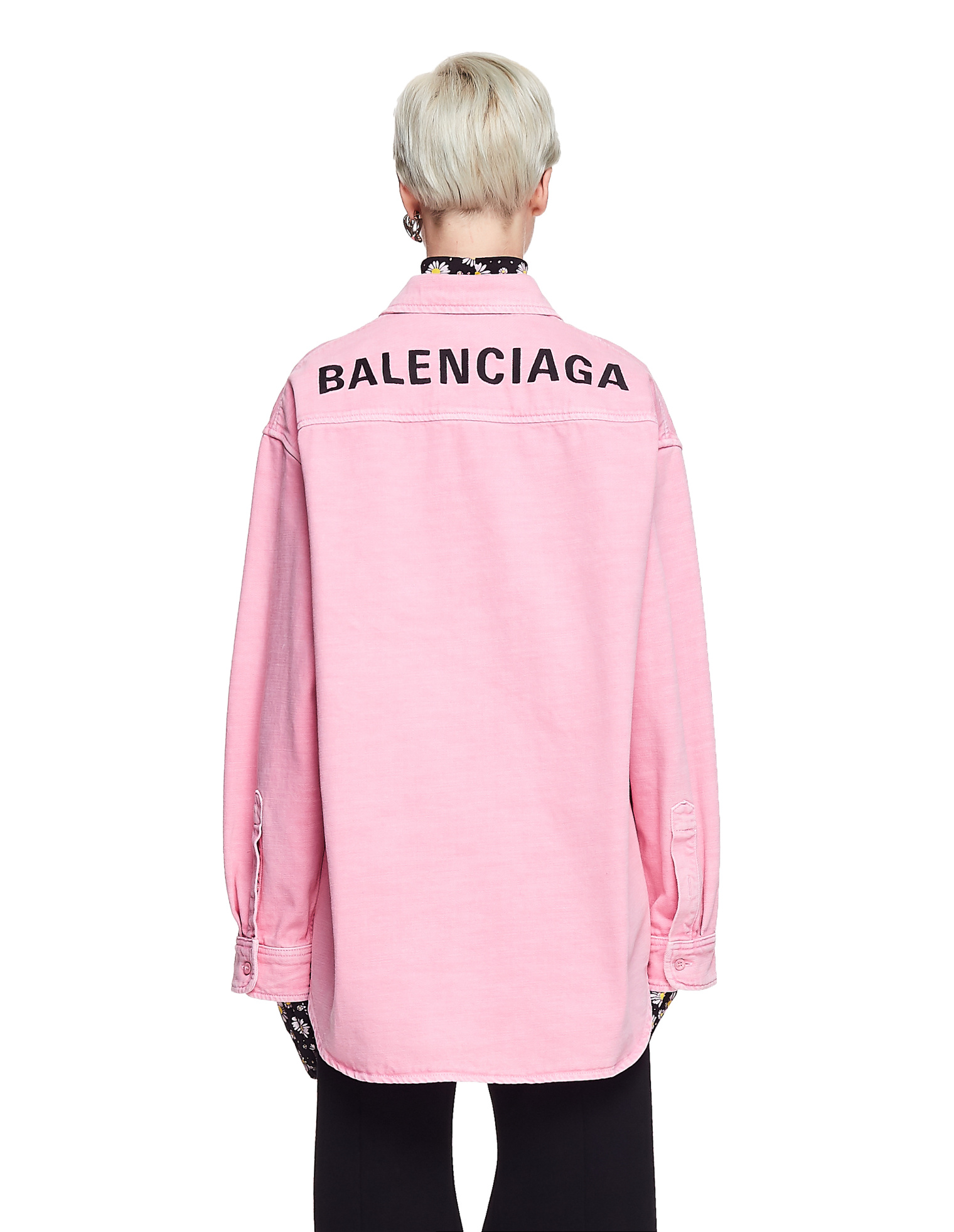 Balenciaga Рубашка из вареного денима с логотипом