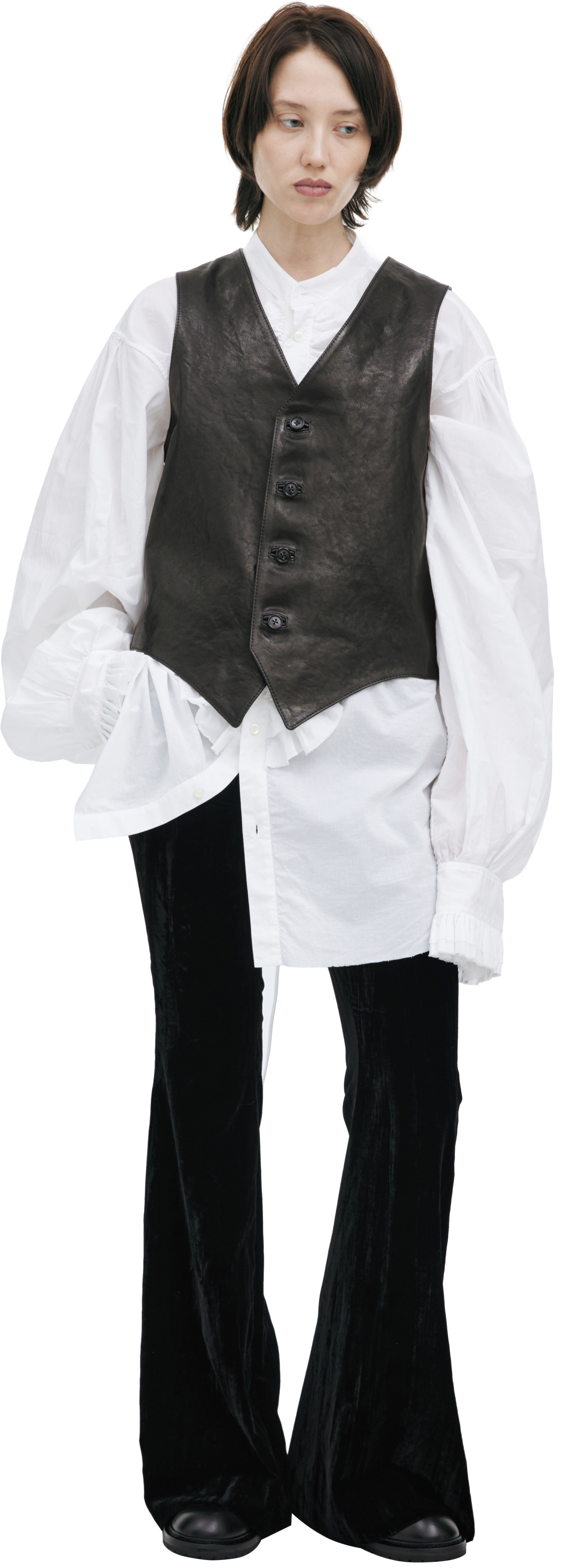 Ann Demeulemeester Leather vest with a V-neck