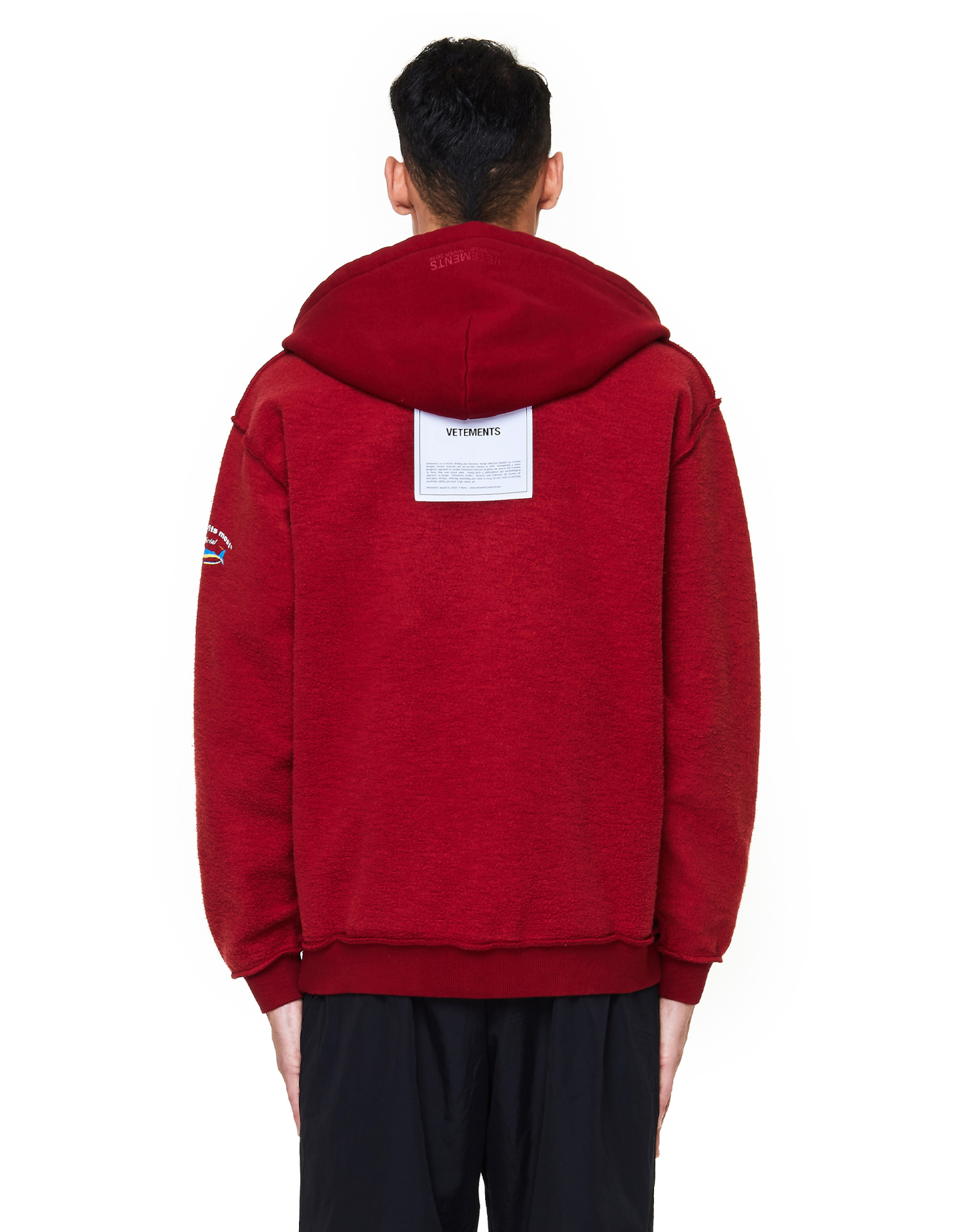 VETEMENTS Красное хлопковое худи inside out