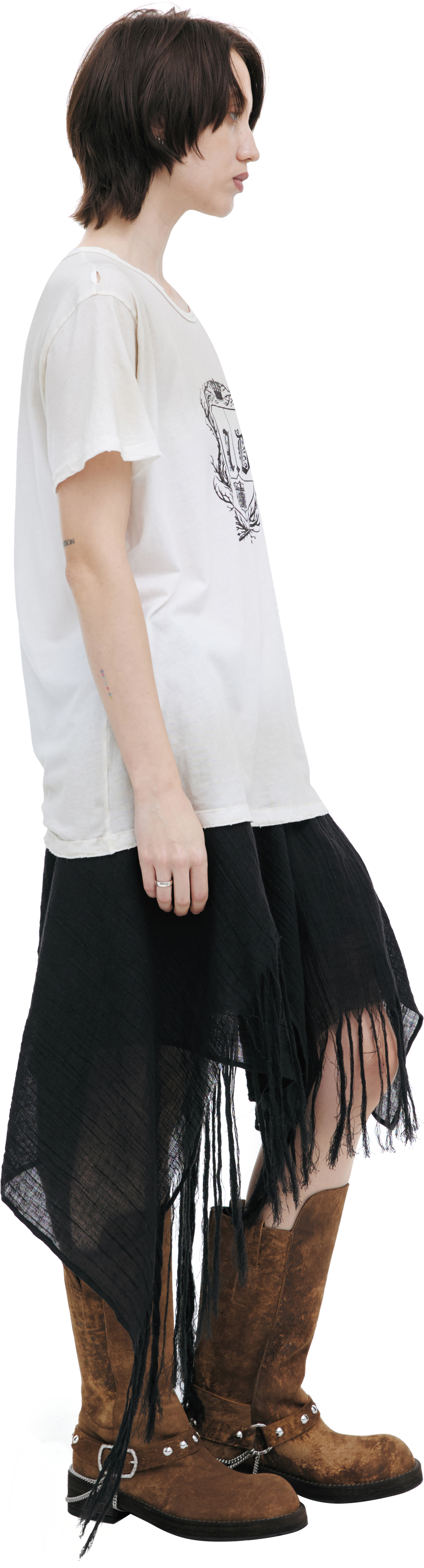 Ann Demeulemeester A short white t-shirt with scuffs