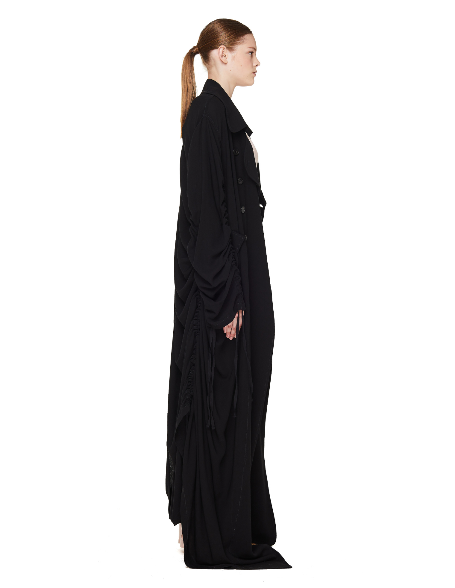 Ann Demeulemeester Черный плащ с драпировками