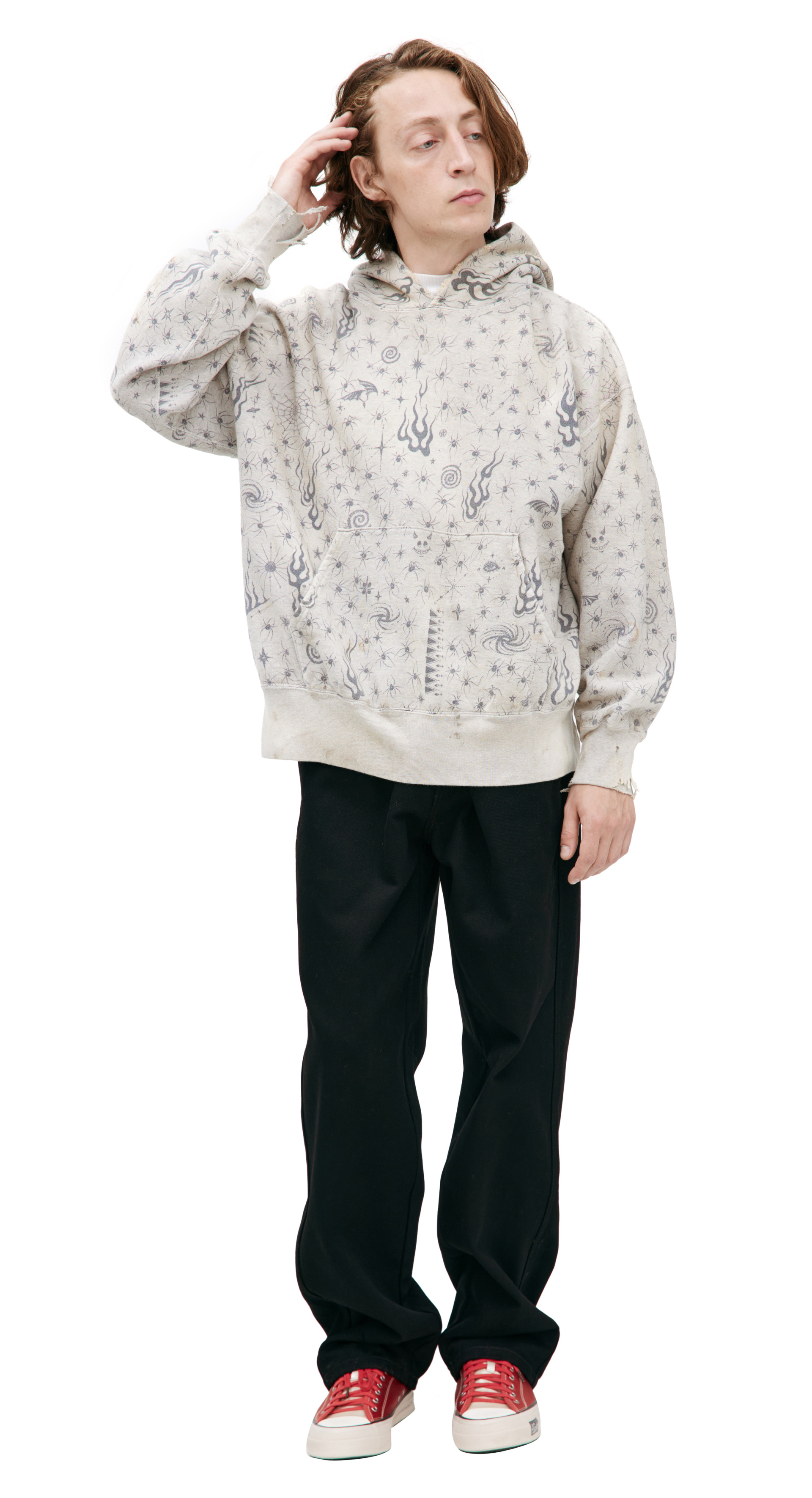 Saint Mxxxxxx Grey monoprint hoodie