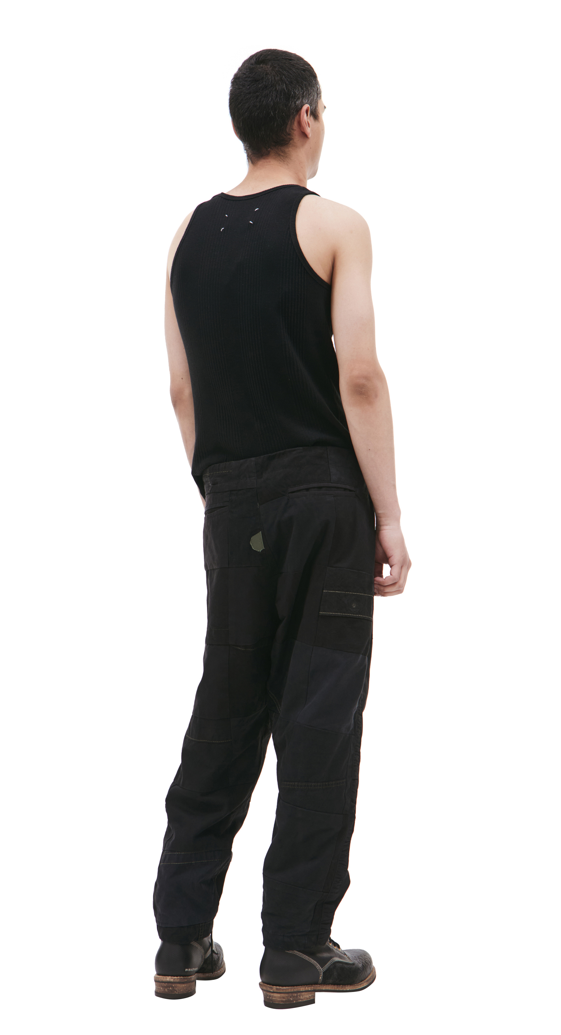 Greg Lauren Black patchwork trousers