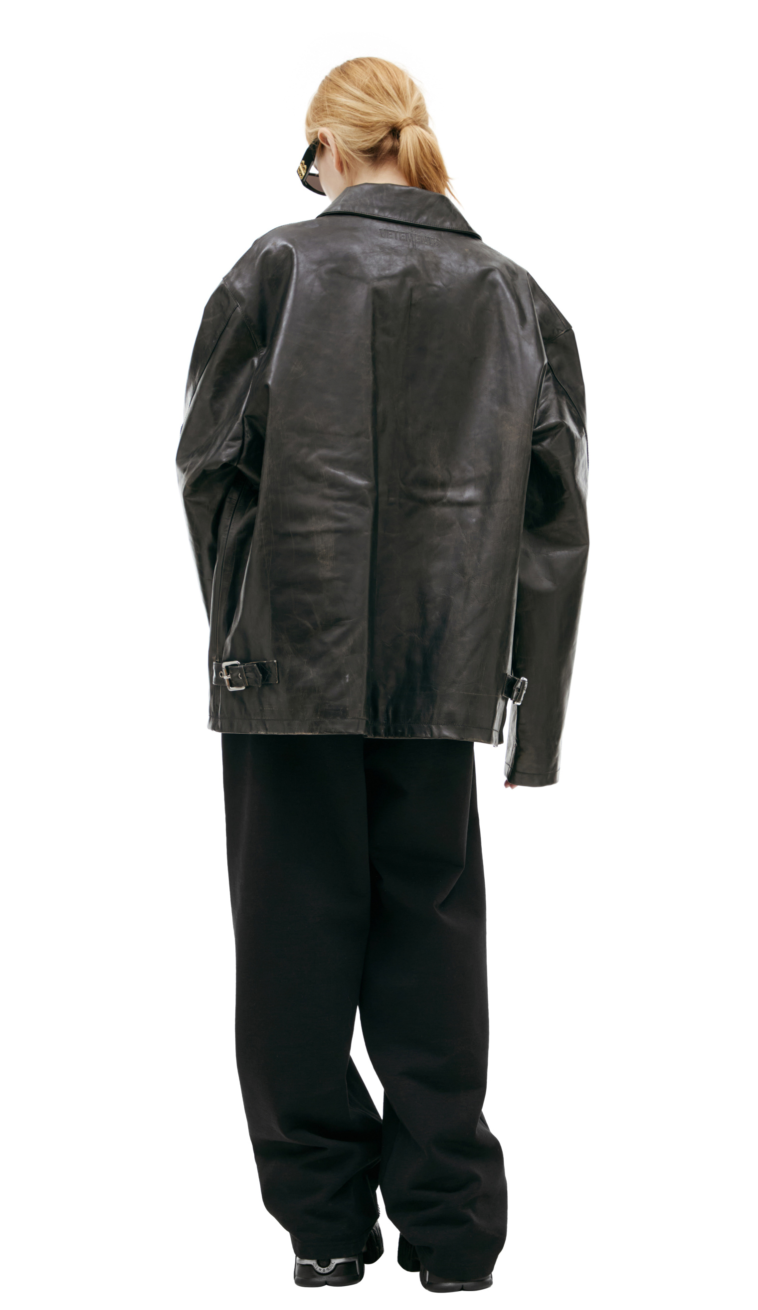 VETEMENTS Leather jacket with collar