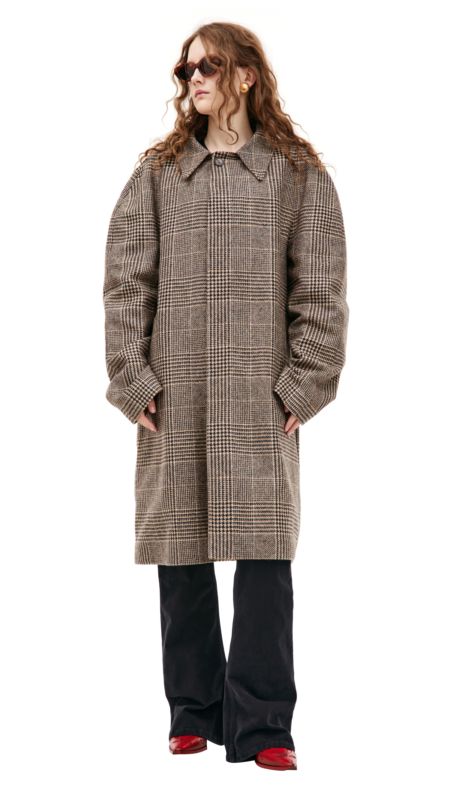 Maison Margiela Double-sided plaid coat