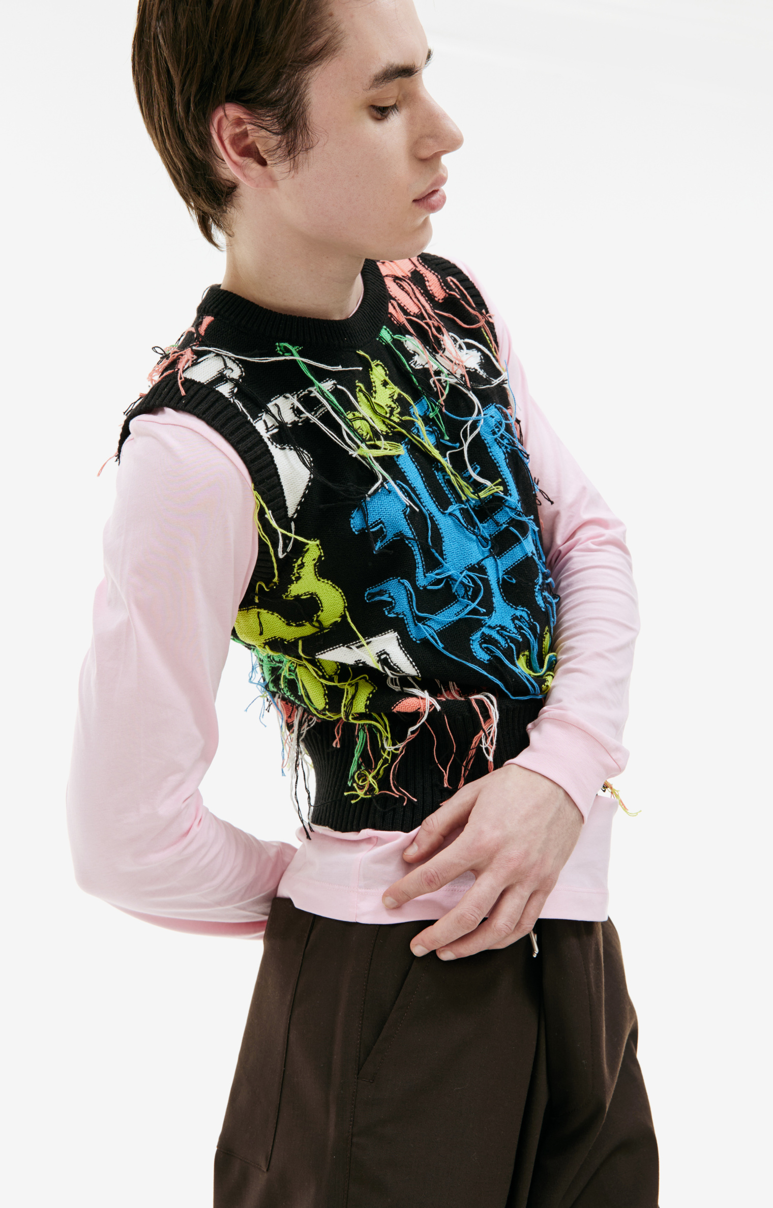 CHARLES JEFFREY LOVERBOY Intarsia knit vest