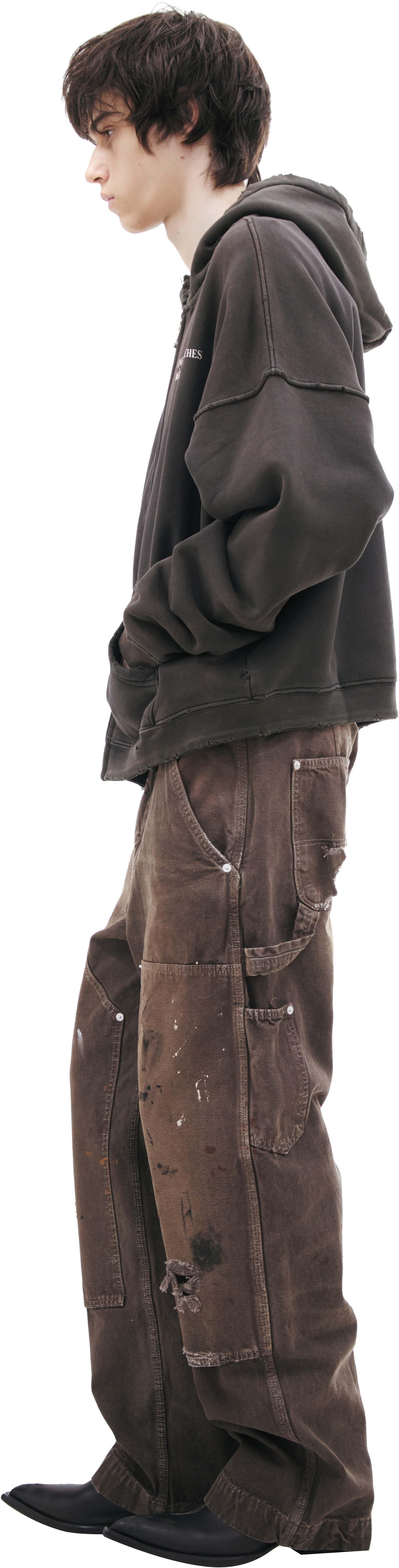 Enfants Riches Déprimés Dark grеy hoodie with distressed details