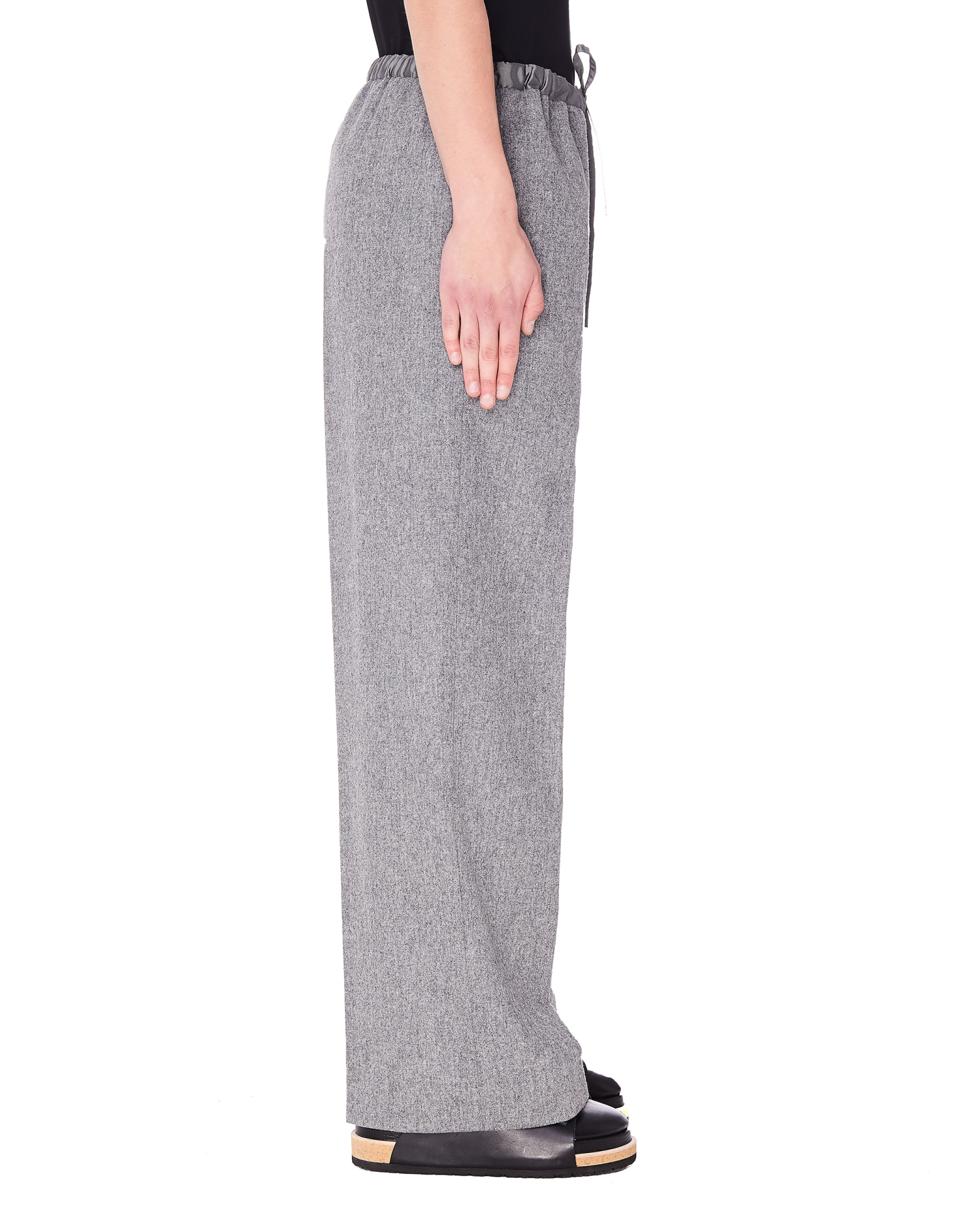 Jil Sander Grey Wool Wide Leg Trousers