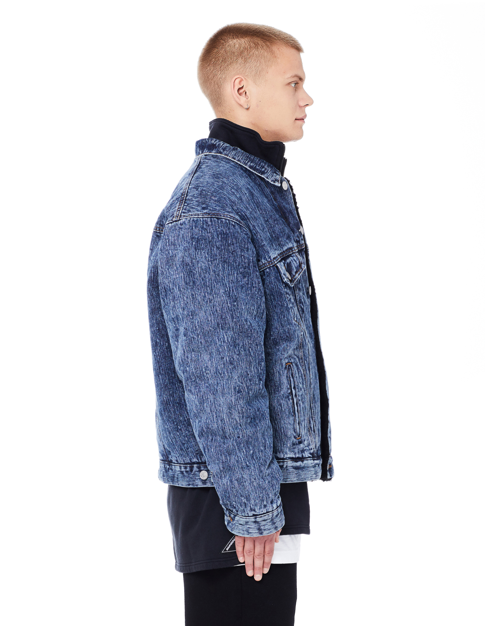 Balenciaga Fake Shearling Stonewash Denim Jacket