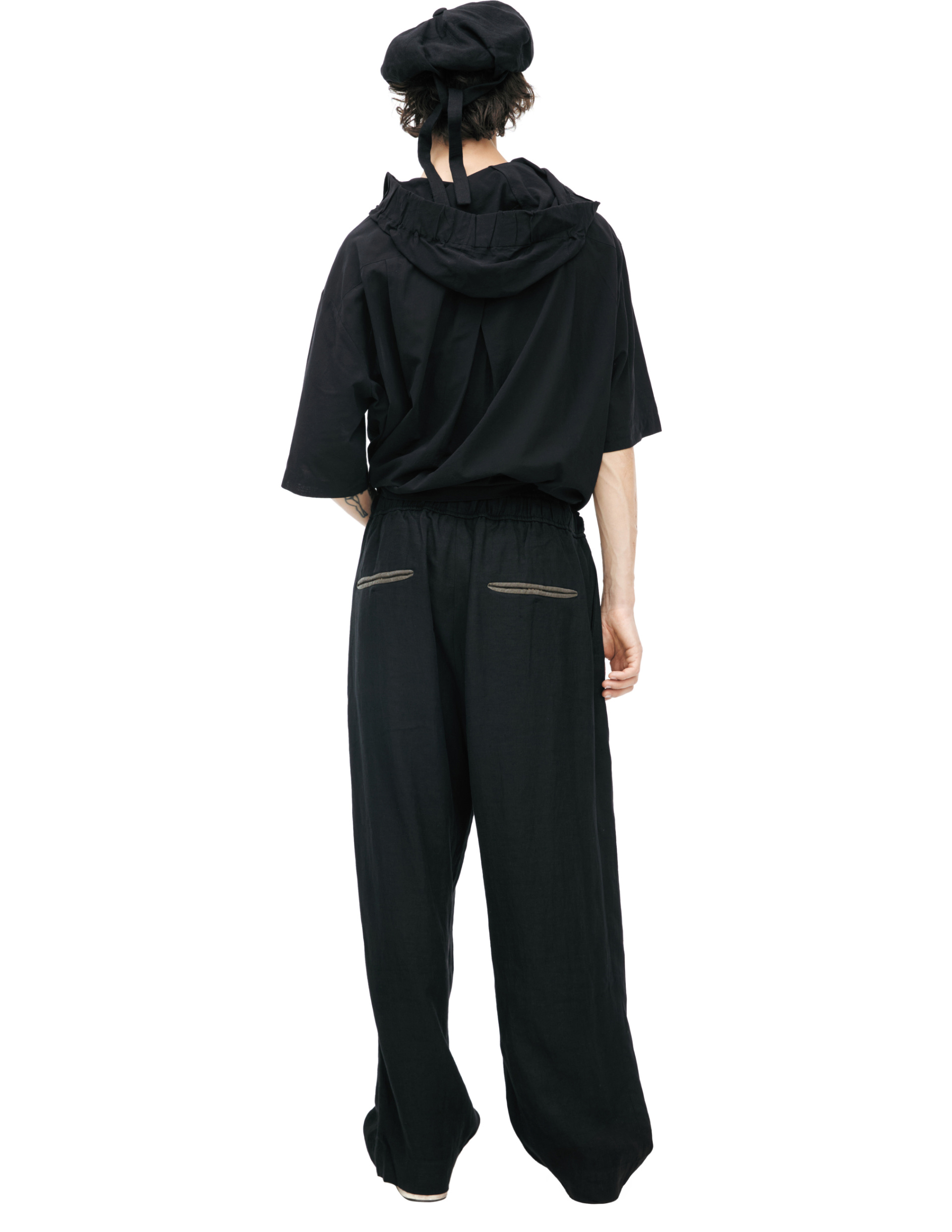 Ziggy Chen Брюки-0M2610519 DRAWSTRING TROUSERS свободного кроя, эластичный пояс с кулиской, черные