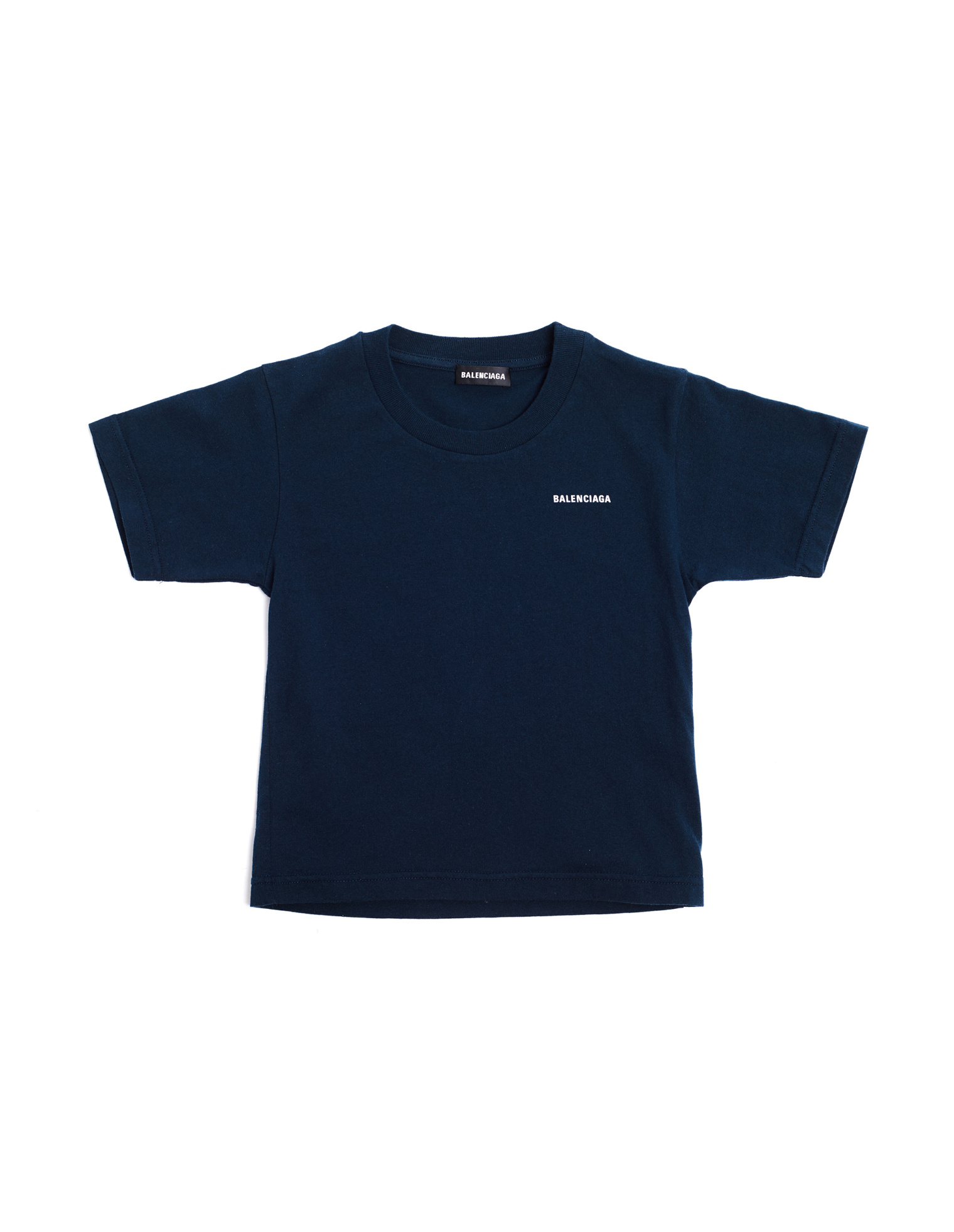 Balenciaga Kids Navy Blue Logo Printed T-Shirt