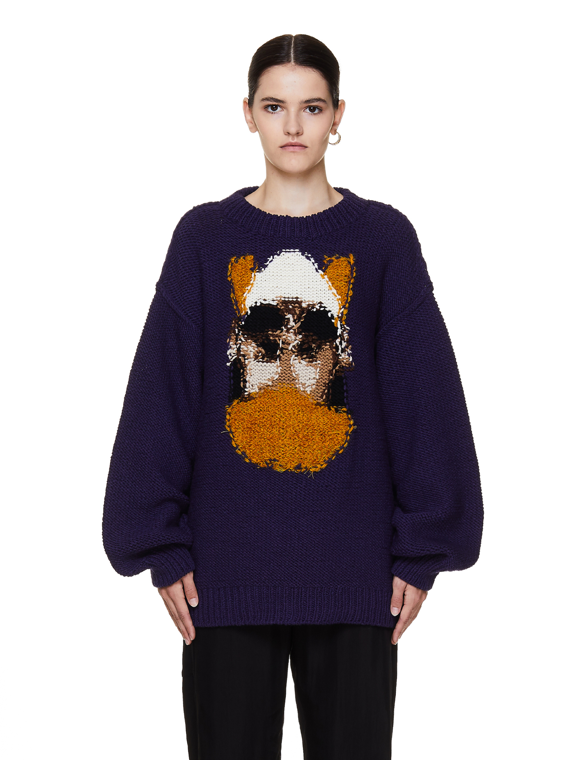 Doublet Purple Embroidered Wool Sweater